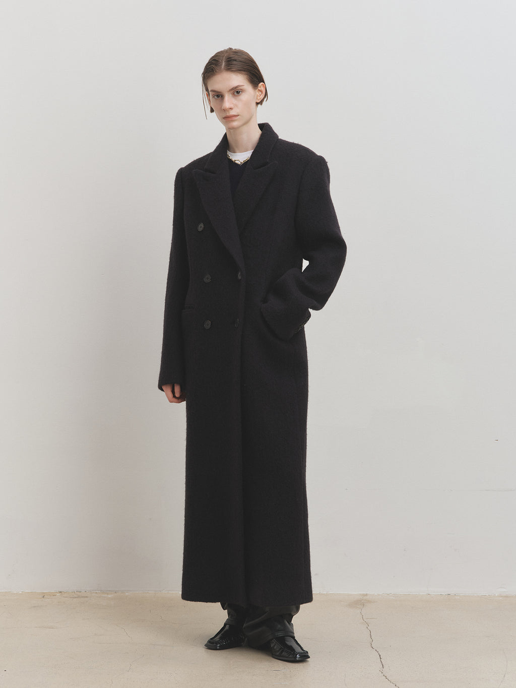 Tonywack - Soft Wool Alpaca Double-Breasted Coat (Black) product image 2 | TRAB K-Fashion Australia