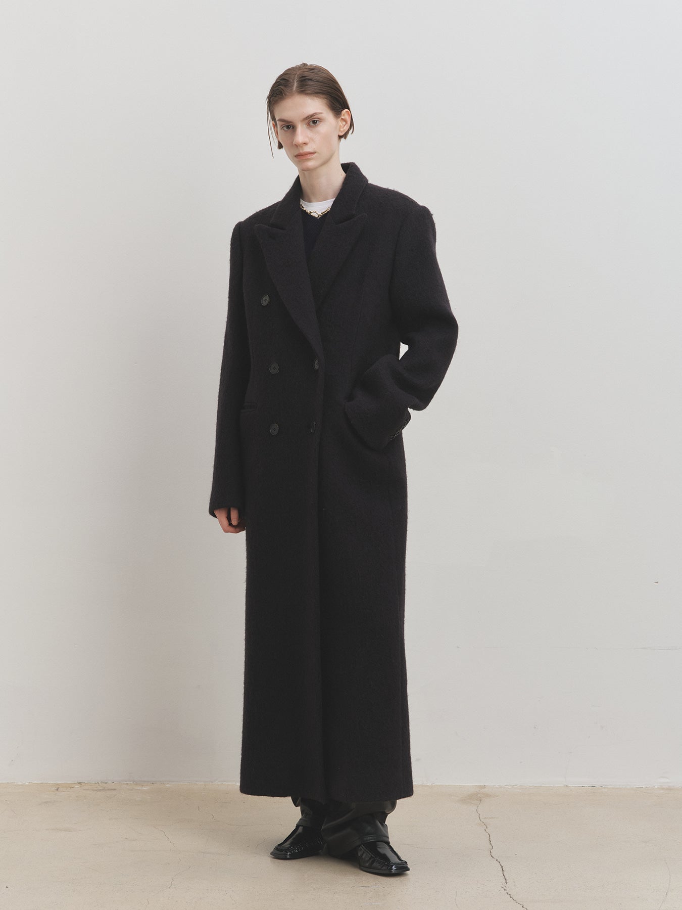 Tonywack - Soft Wool Alpaca Double-Breasted Coat (Black) product image 2 | TRAB K-Fashion Australia
