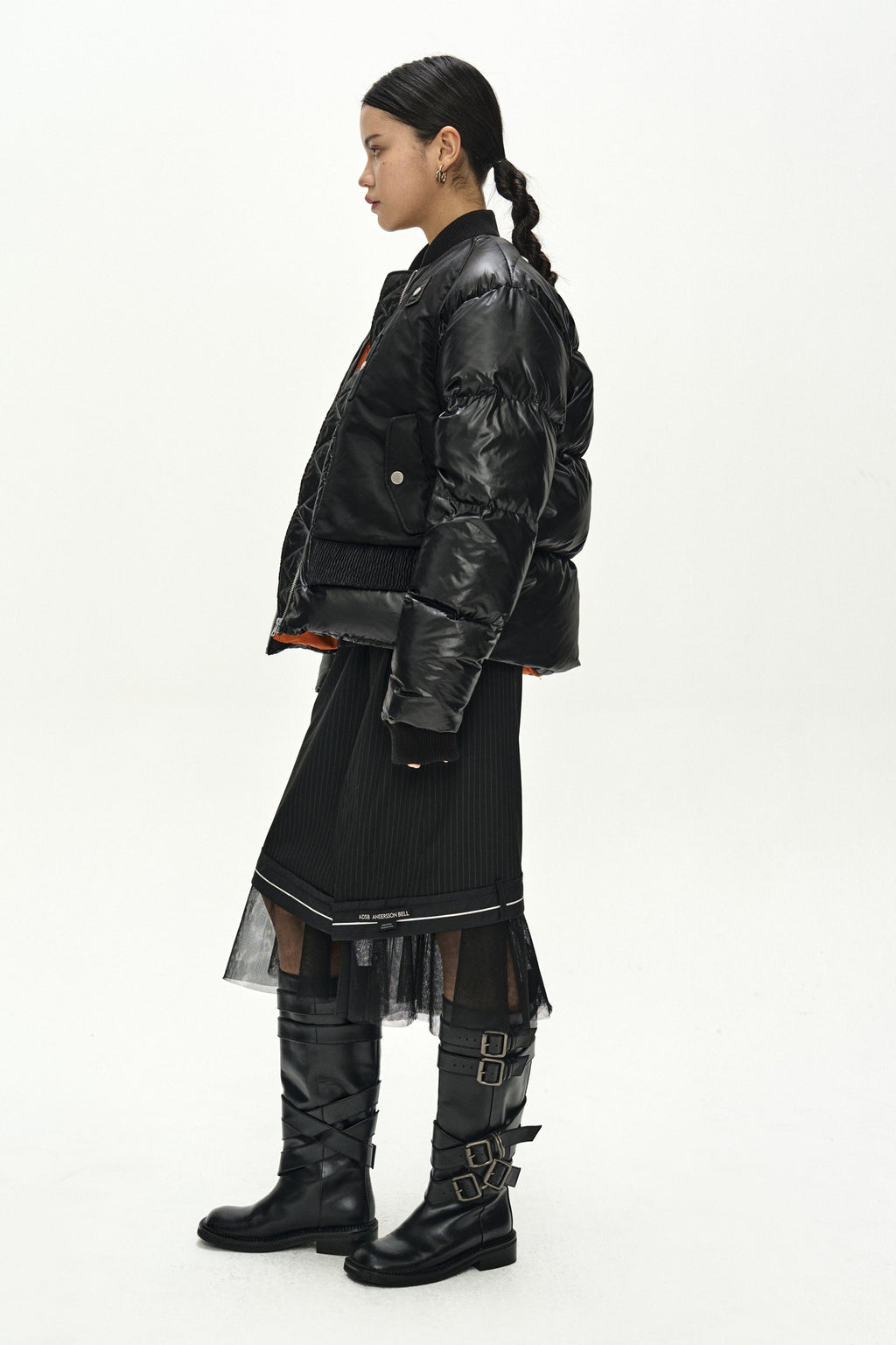 Andersson Bell - Unisex Bomber Layered Down Jacket (Black) product image 3 | TRAB K-Fashion Australia