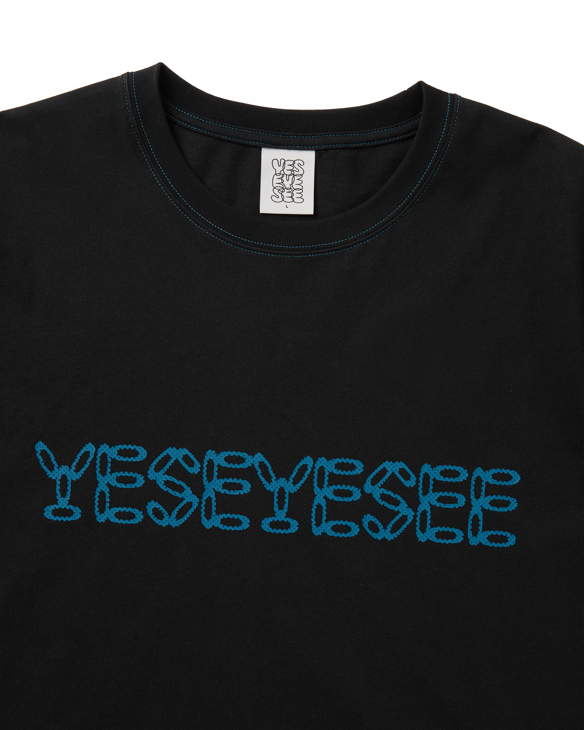 yeseyesee - Contrast Stitch Chain Logo Tee (Black) product image 3 | TRAB K-Fashion Australia