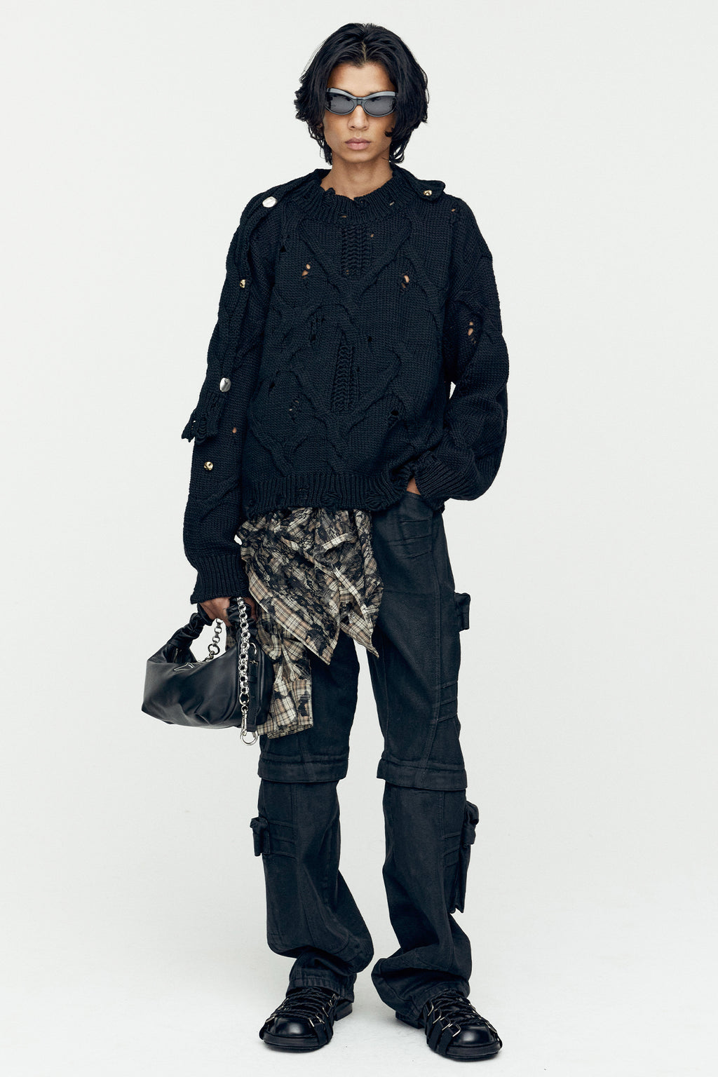 Andersson Bell - Cargo Coated Wide-Leg Jeans (Black) product image 3 | TRAB K-Fashion Australia