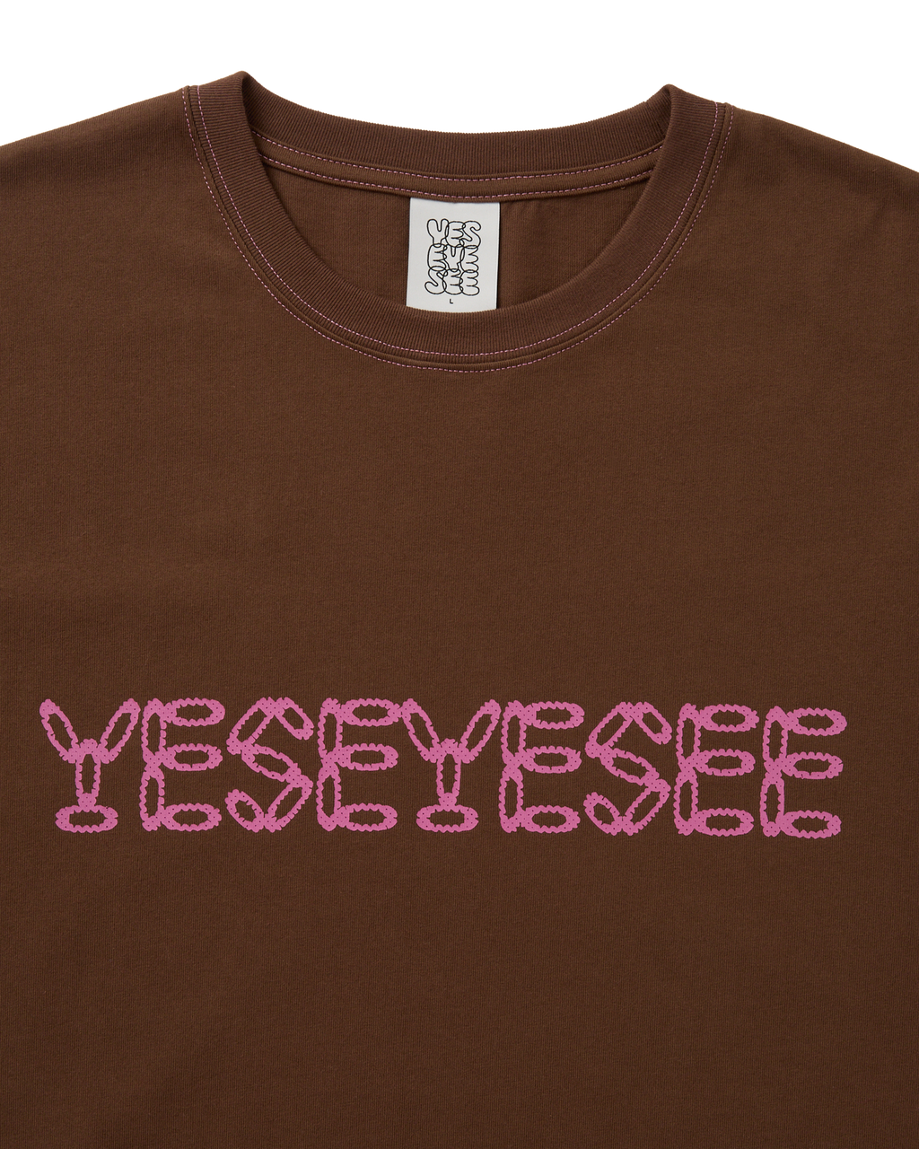 yeseyesee - Contrast Stitch Chain Logo Tee (Brown) product image 3 | TRAB K-Fashion Australia
