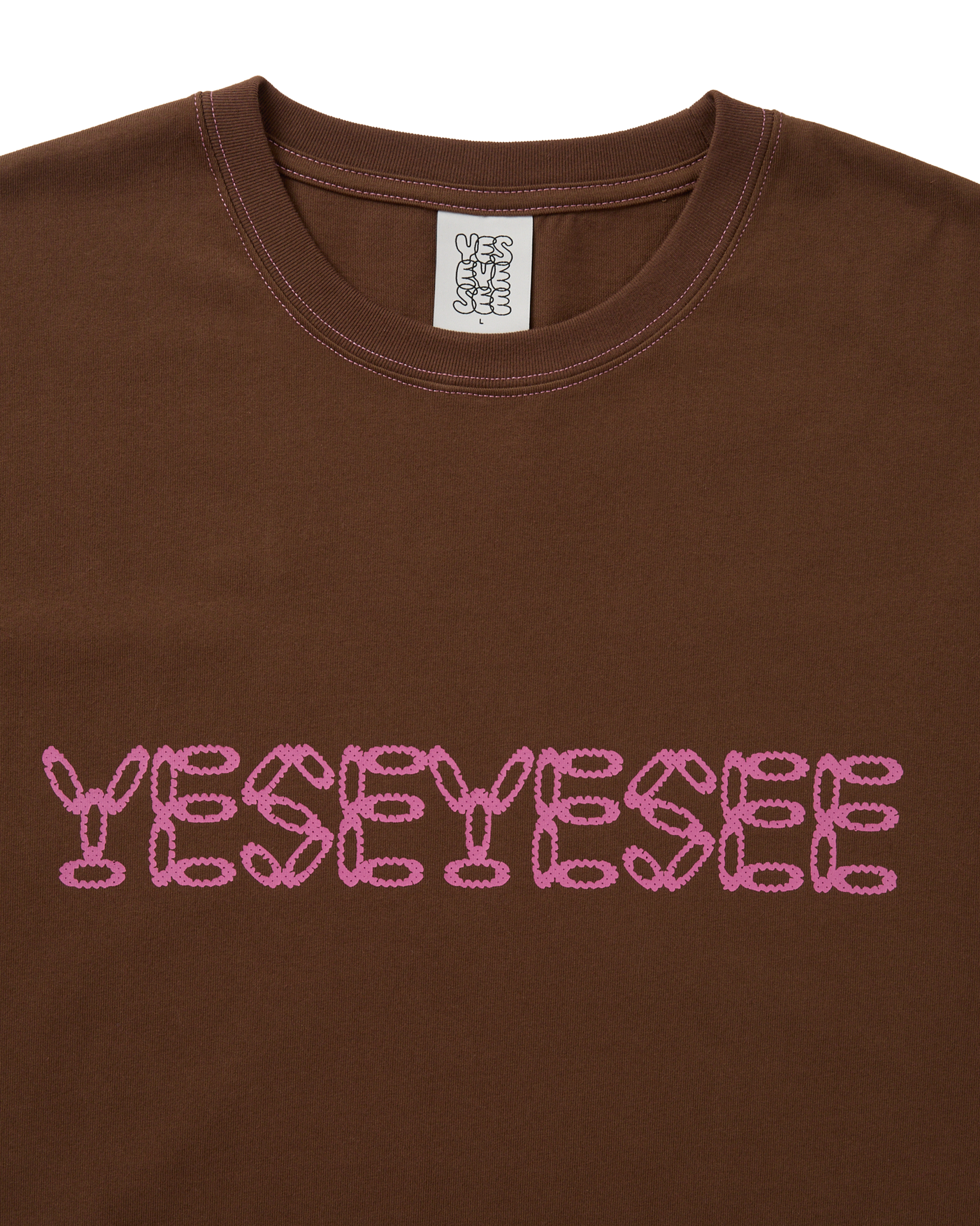 yeseyesee - Contrast Stitch Chain Logo Tee (Brown) product image 3 | TRAB K-Fashion Australia