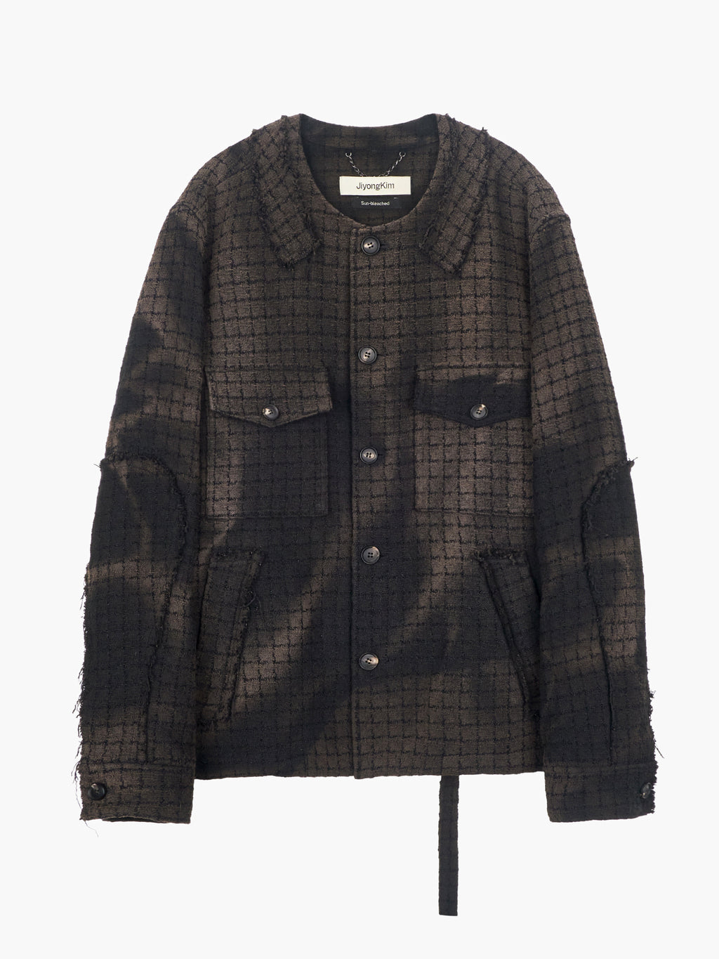 Jiyong Kim - Sun-Bleached Collarless Tweed Jacket (Black) product image 8 | TRAB K-Fashion Australia