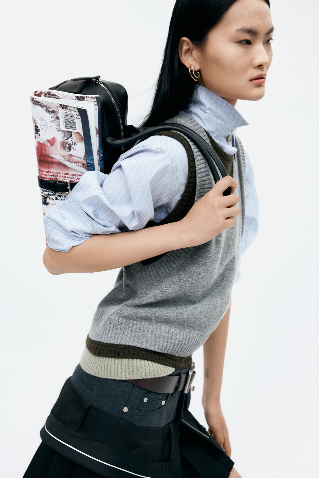 Andersson Bell - Tres Layered Sleeveless Top (Grey) product image 5 | TRAB K-Fashion Australia