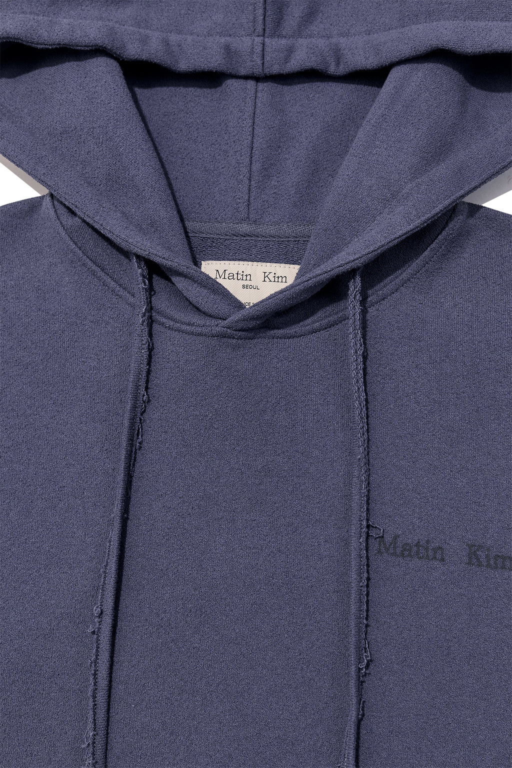 Matin Kim - Rib Cut Detail Logo Hoody (Smoke Blue) product image 3 | TRAB K-Fashion Australia