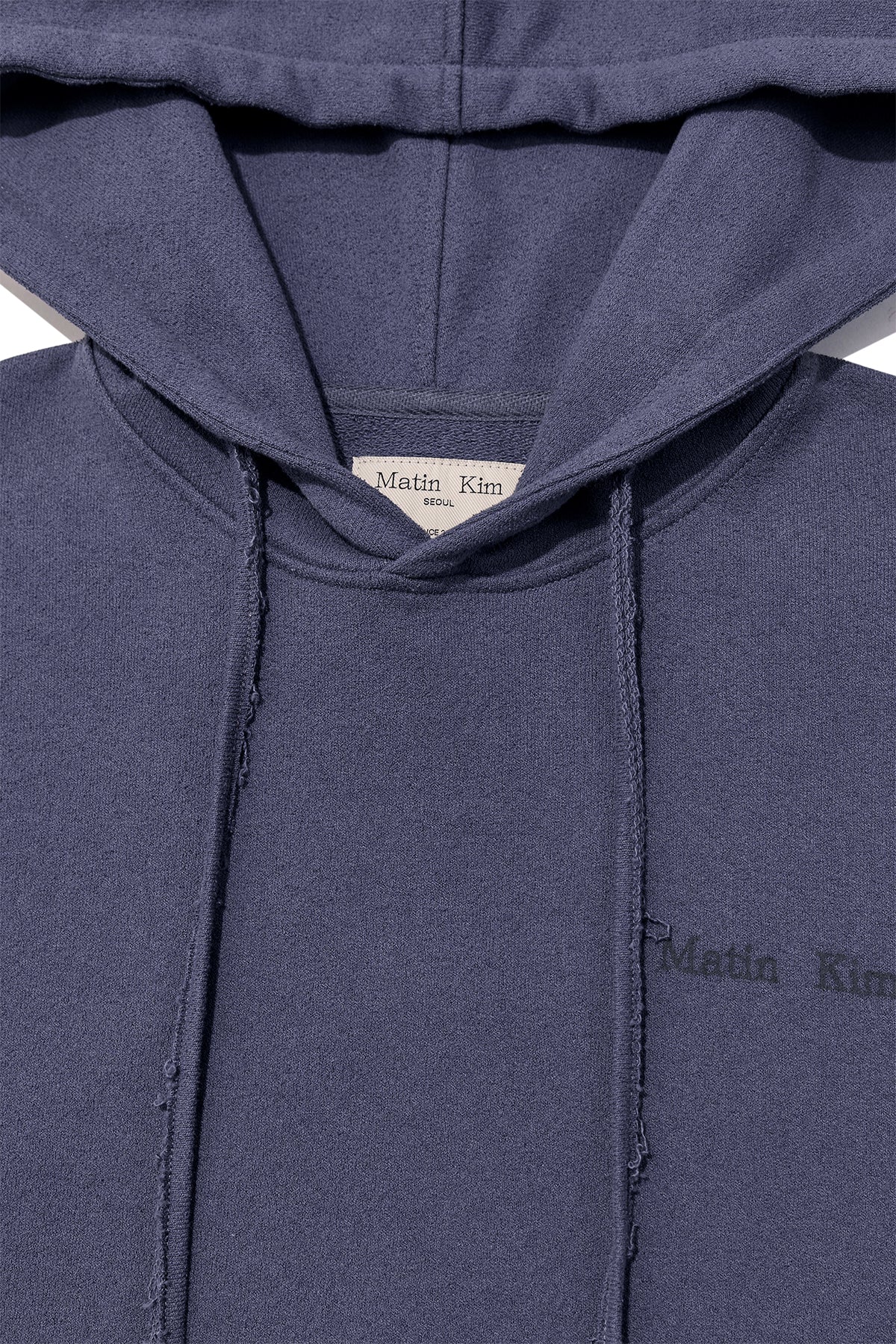 Matin Kim - Rib Cut Detail Logo Hoody (Smoke Blue) product image 3 | TRAB K-Fashion Australia