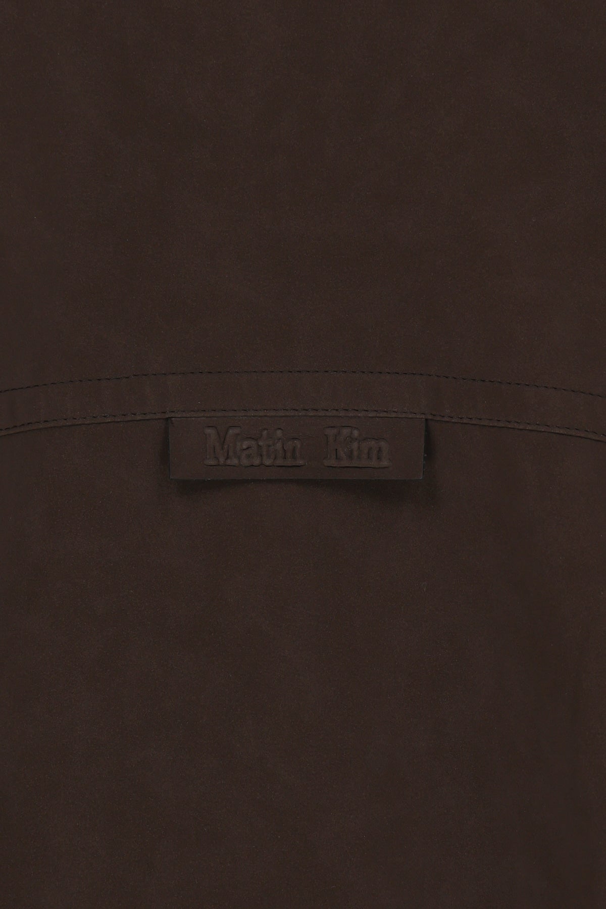 Matin Kim - Small Logo Faux Suede High Neck Jumper (Brown) product image 6 | TRAB K-Fashion Australia