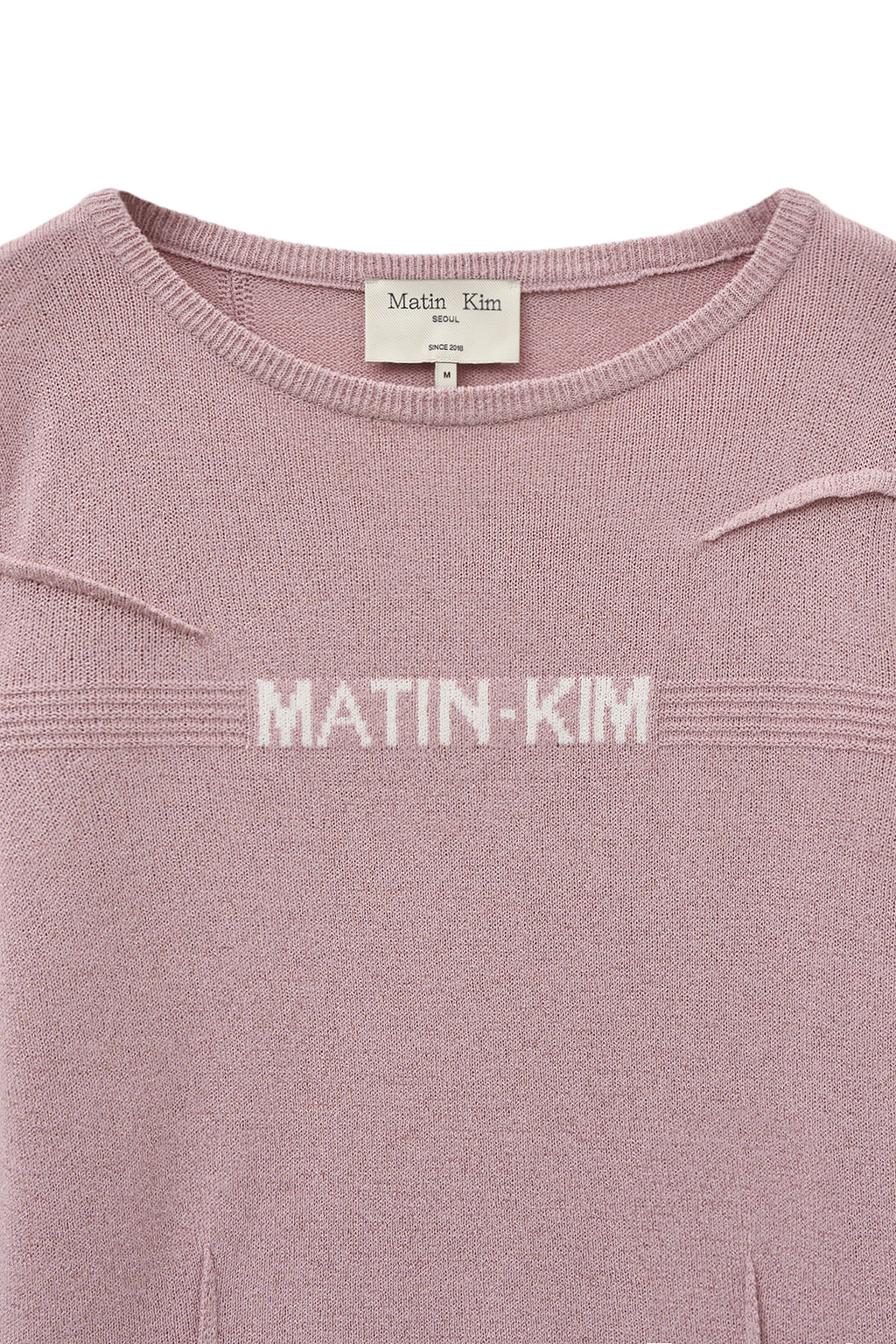 Matin Kim - Glitter Slim Logo Knit Top (Pink) product image 3 | TRAB K-Fashion Australia