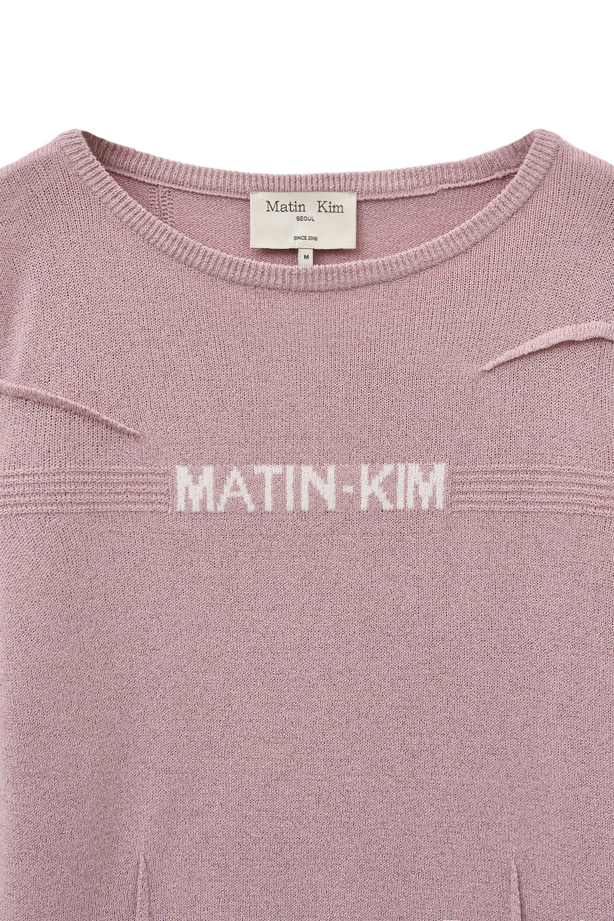 Matin Kim - Glitter Slim Logo Knit Top (Pink) product image 3 | TRAB K-Fashion Australia