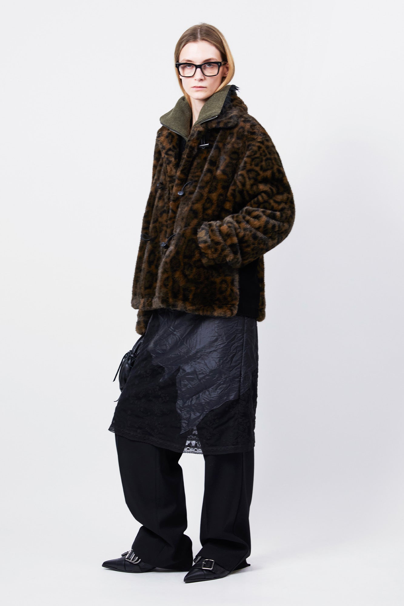 Andersson Bell - Unisex Leopard Fur Duffle Jacket (Brown) product image 3 | TRAB K-Fashion Australia