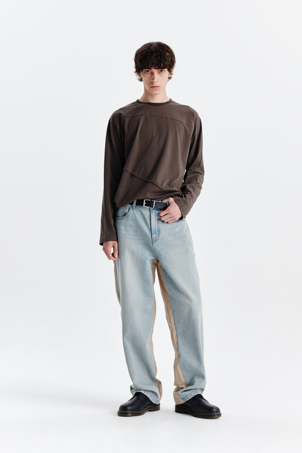 Matin Kim - Diagonal Overfit Long Sleeve Top (Khaki) product image 9 | TRAB K-Fashion Australia
