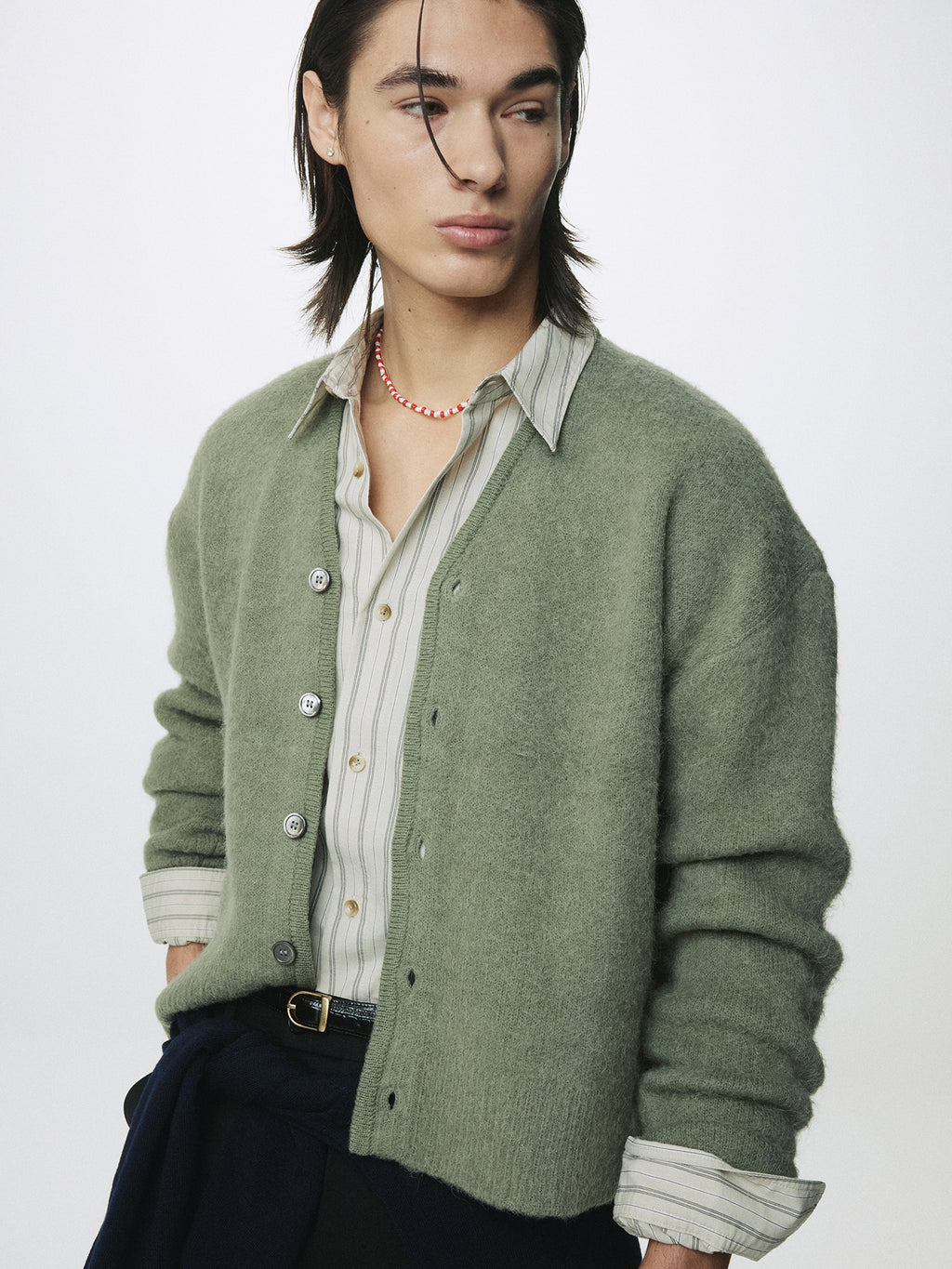 Tonywack - Brushed Alpaca-Blend Cardigan (Sage Green) product image 7 | TRAB K-Fashion Australia
