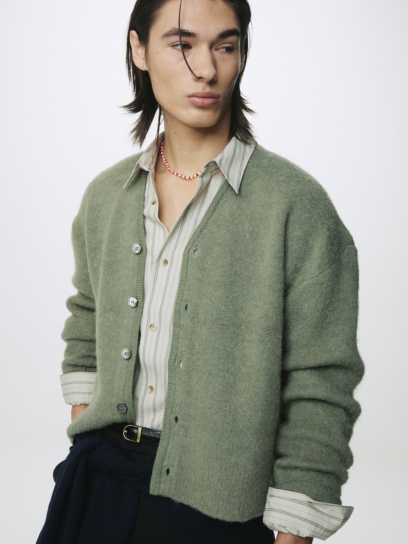 Tonywack - Brushed Alpaca-Blend Cardigan (Sage Green) product image 7 | TRAB K-Fashion Australia