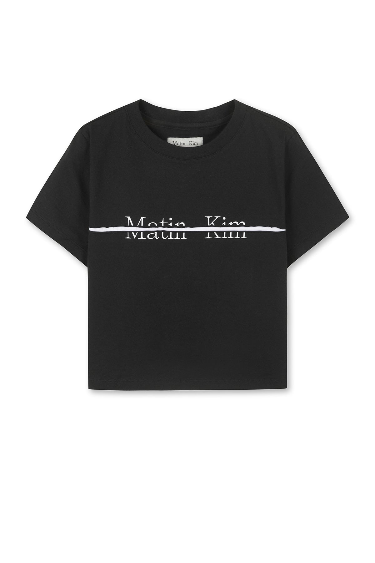 Matin Kim - [Pre-Order – Ships June 24] Matin Kim Logo Cutted Crop Top (White) product image 6 | TRAB K-Fashion Australia