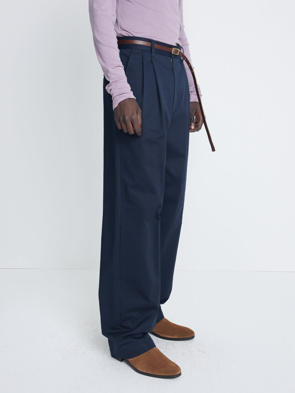Tonywack - Cotton Drill Pleated Chino Pants (Navy) product image 6 | TRAB K-Fashion Australia