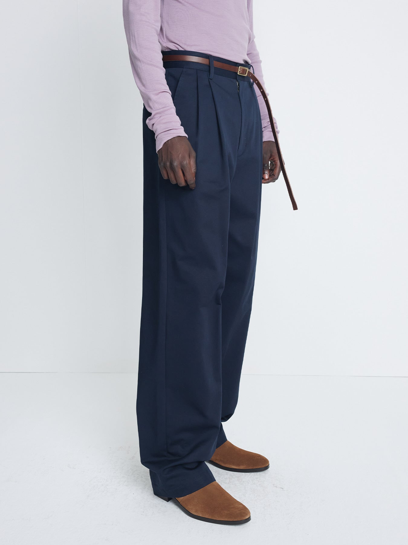 Tonywack - Cotton Drill Pleated Chino Pants (Navy) product image 6 | TRAB K-Fashion Australia