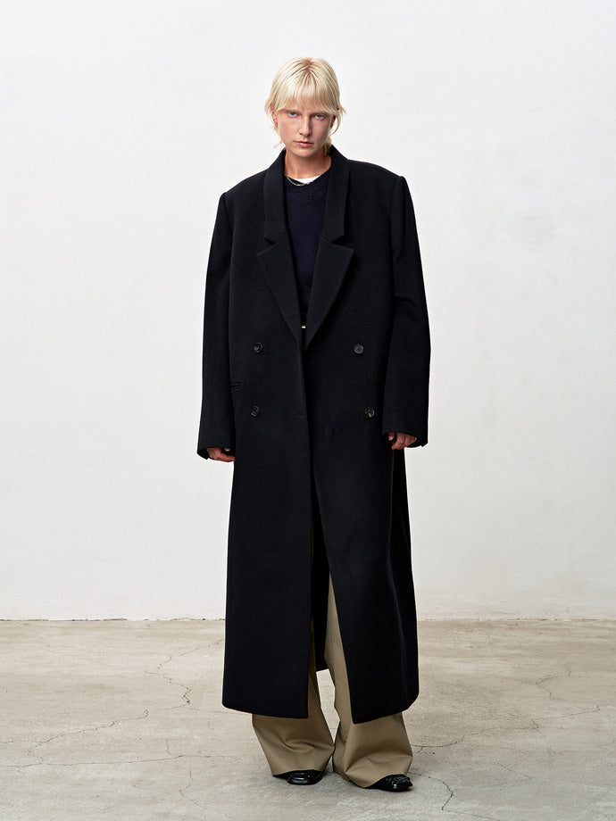 Tonywack - Tailored Double-Breasted Maxi Coat (Navy) product image 6 | TRAB K-Fashion Australia