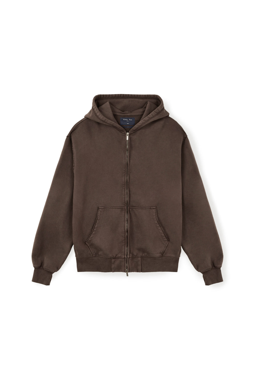 Matin Kim - Back Logo Washed Hoody Zip Up (Cocoa) product image 1 | TRAB K-Fashion Australia