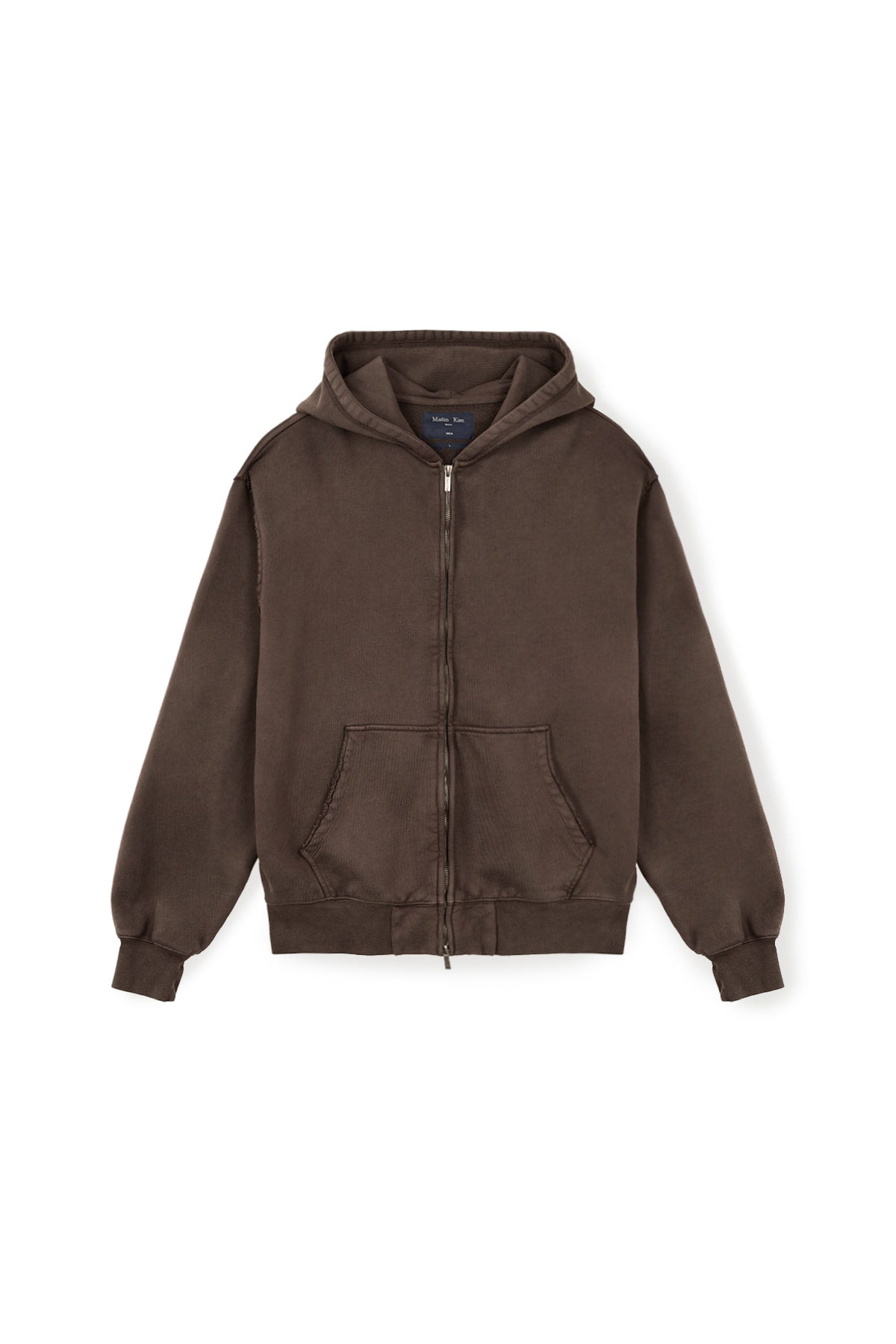 Matin Kim - Back Logo Washed Hoody Zip Up (Cocoa) product image 1 | TRAB K-Fashion Australia