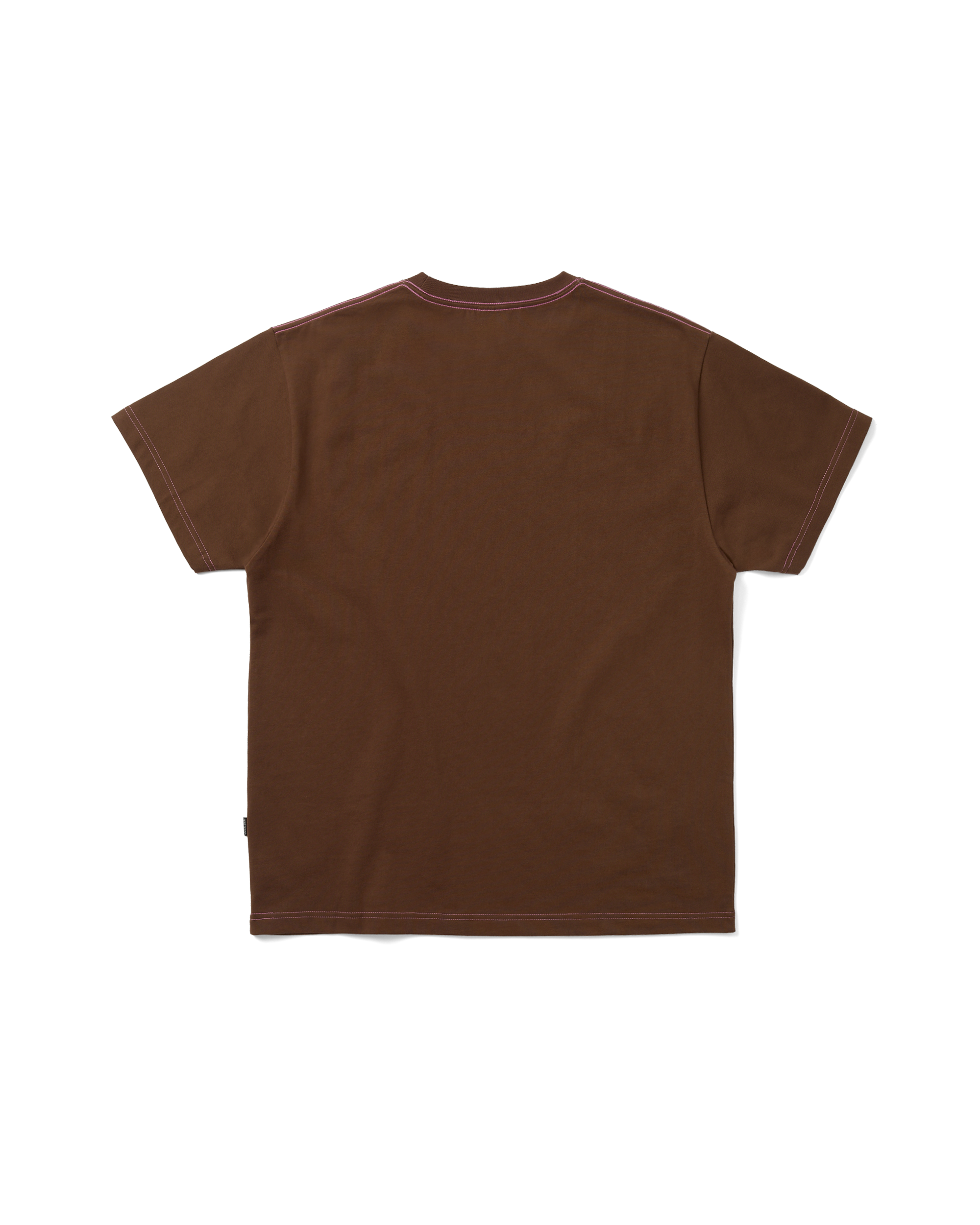 yeseyesee - Contrast Stitch Chain Logo Tee (Brown) product image 2 | TRAB K-Fashion Australia