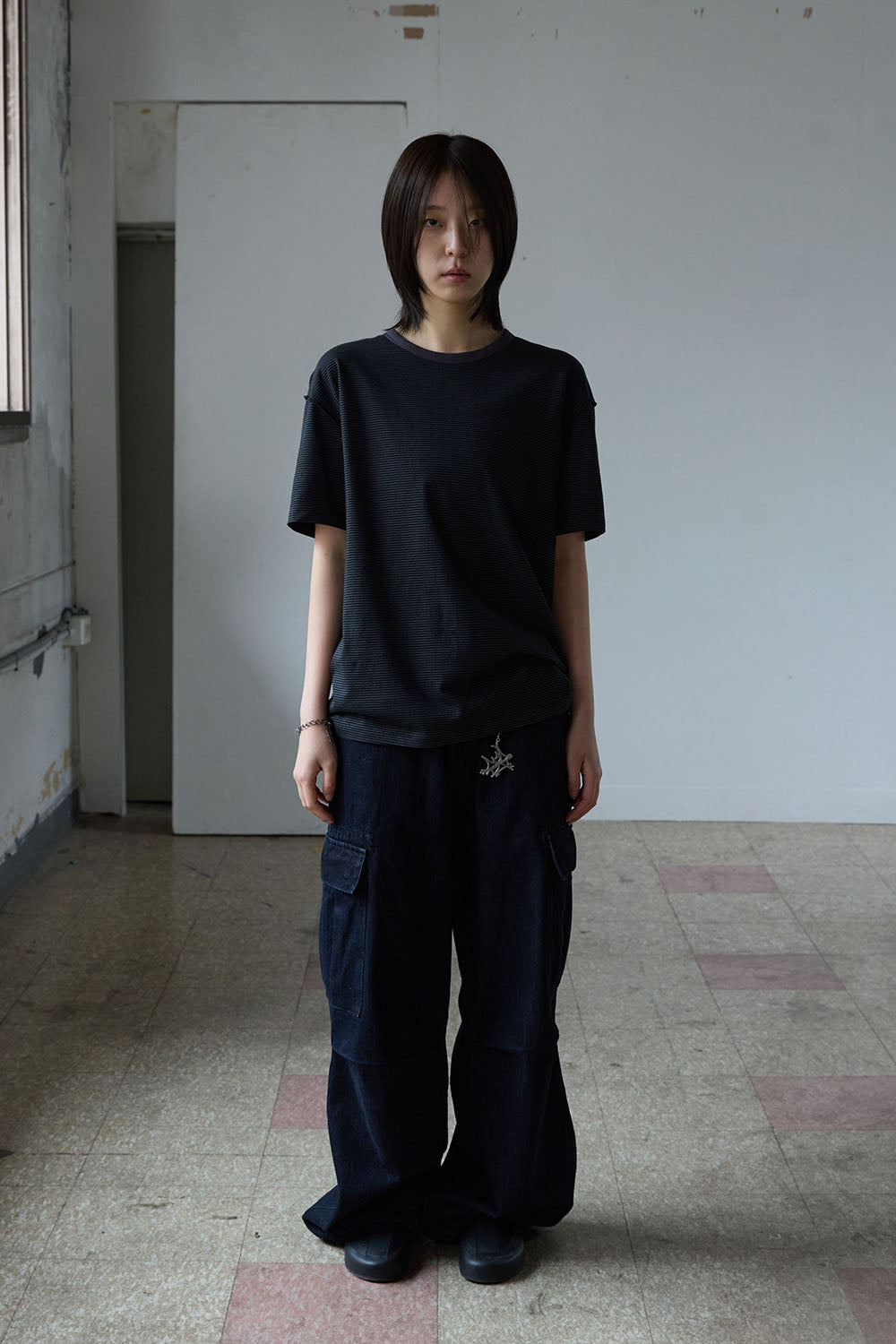 Hatchingroom - Two Face Stripe Tee 1/2 Purple (Charcoal) product image 12 | TRAB K-Fashion Australia