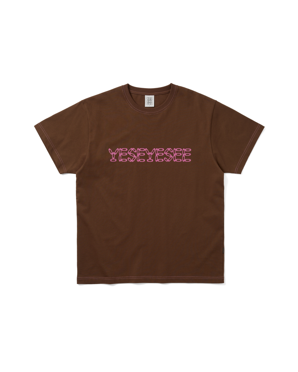 yeseyesee - Contrast Stitch Chain Logo Tee (Brown) product image 1 | TRAB K-Fashion Australia