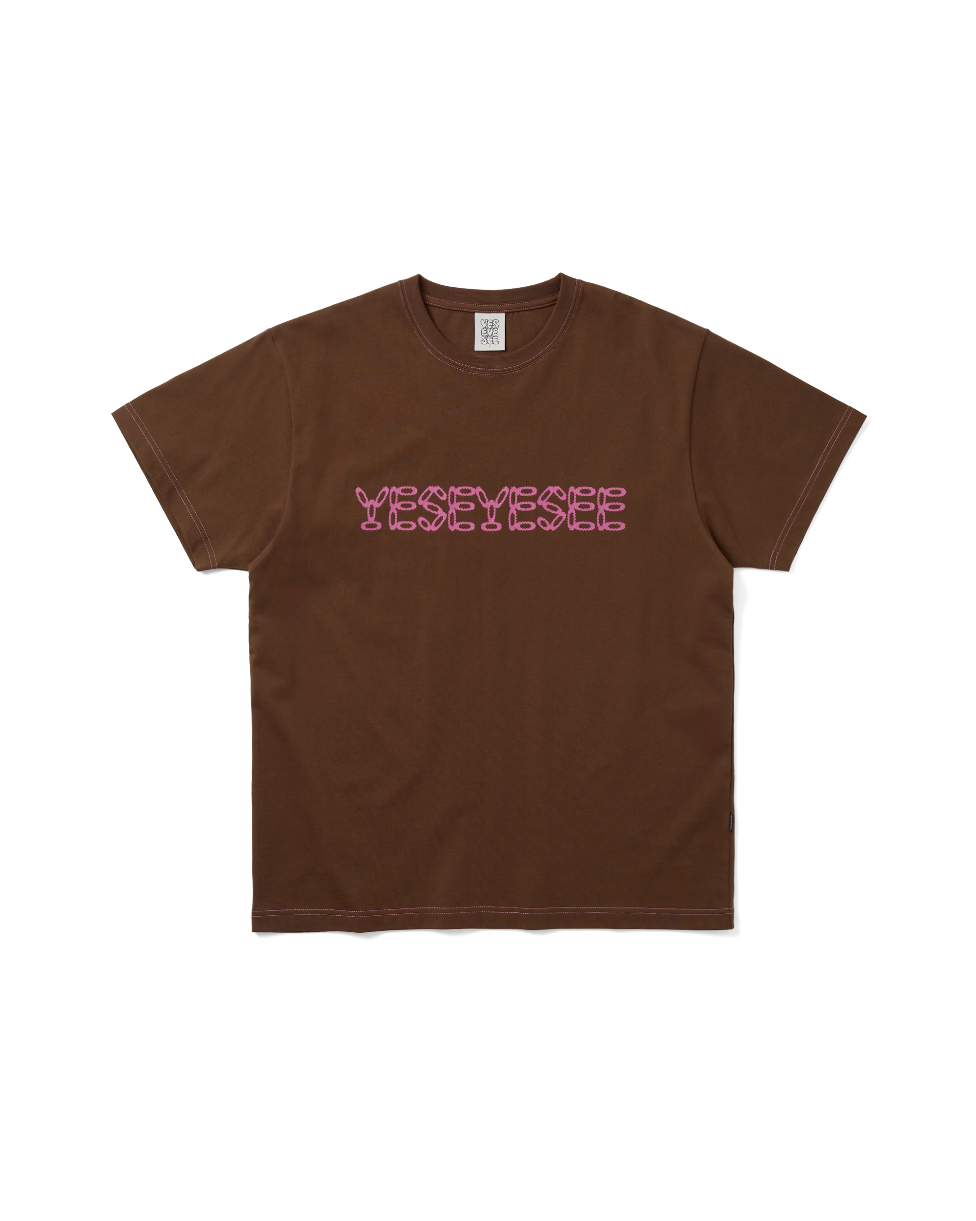 yeseyesee - Contrast Stitch Chain Logo Tee (Brown) product image 1 | TRAB K-Fashion Australia