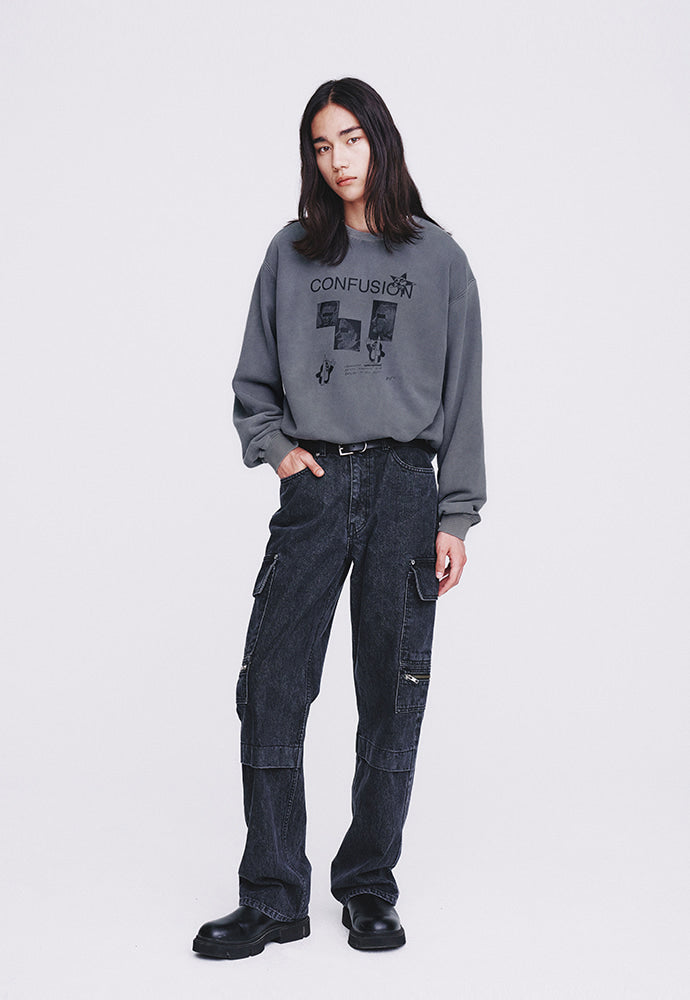 Tonywack - Confusion Mugshot Garment-Dyeing Sweatshirt (Faded Grey) product image 4 | TRAB K-Fashion Australia