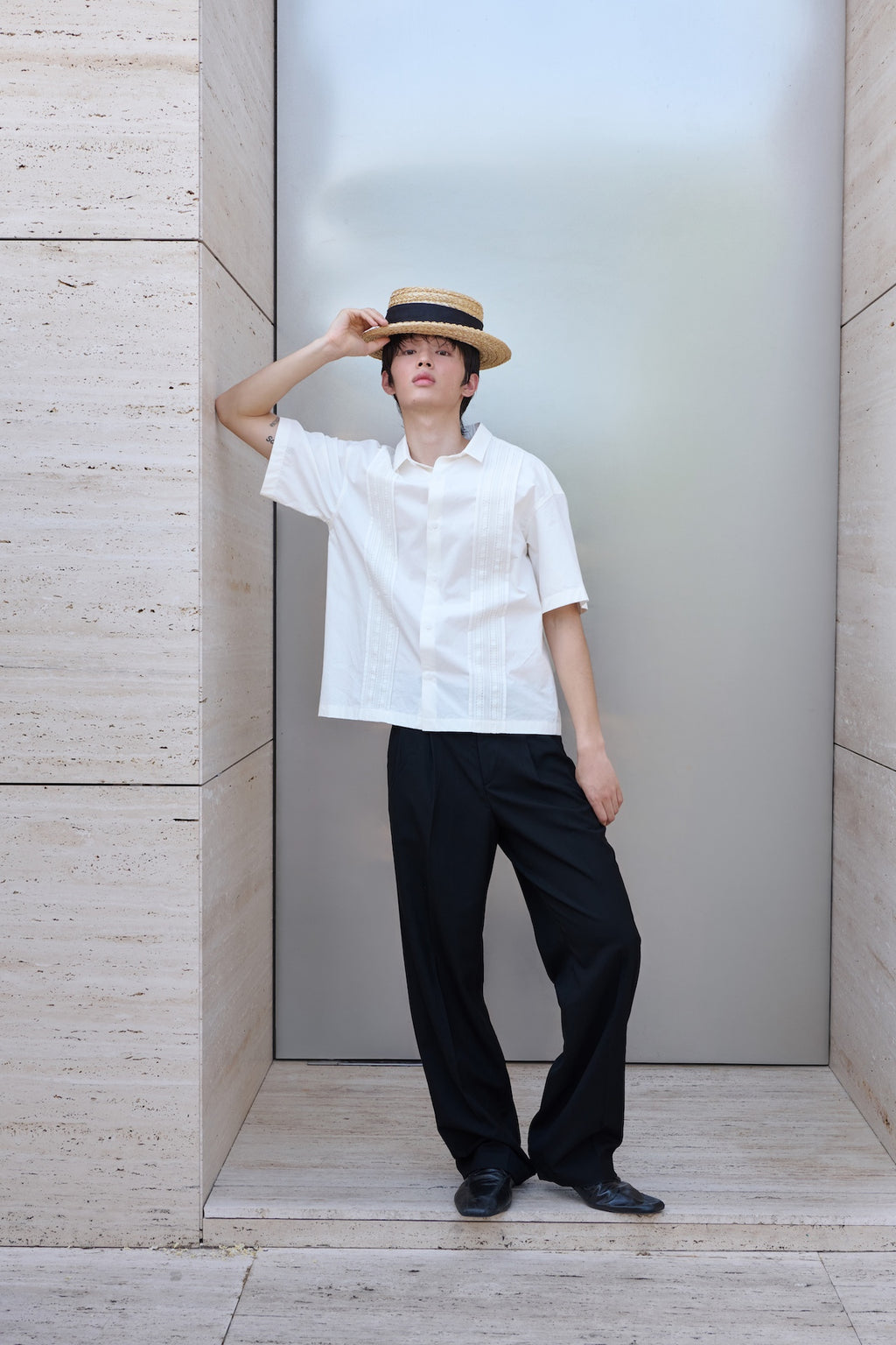 STU - Lace Panel Shirt (White) product image 12 | TRAB K-Fashion Australia