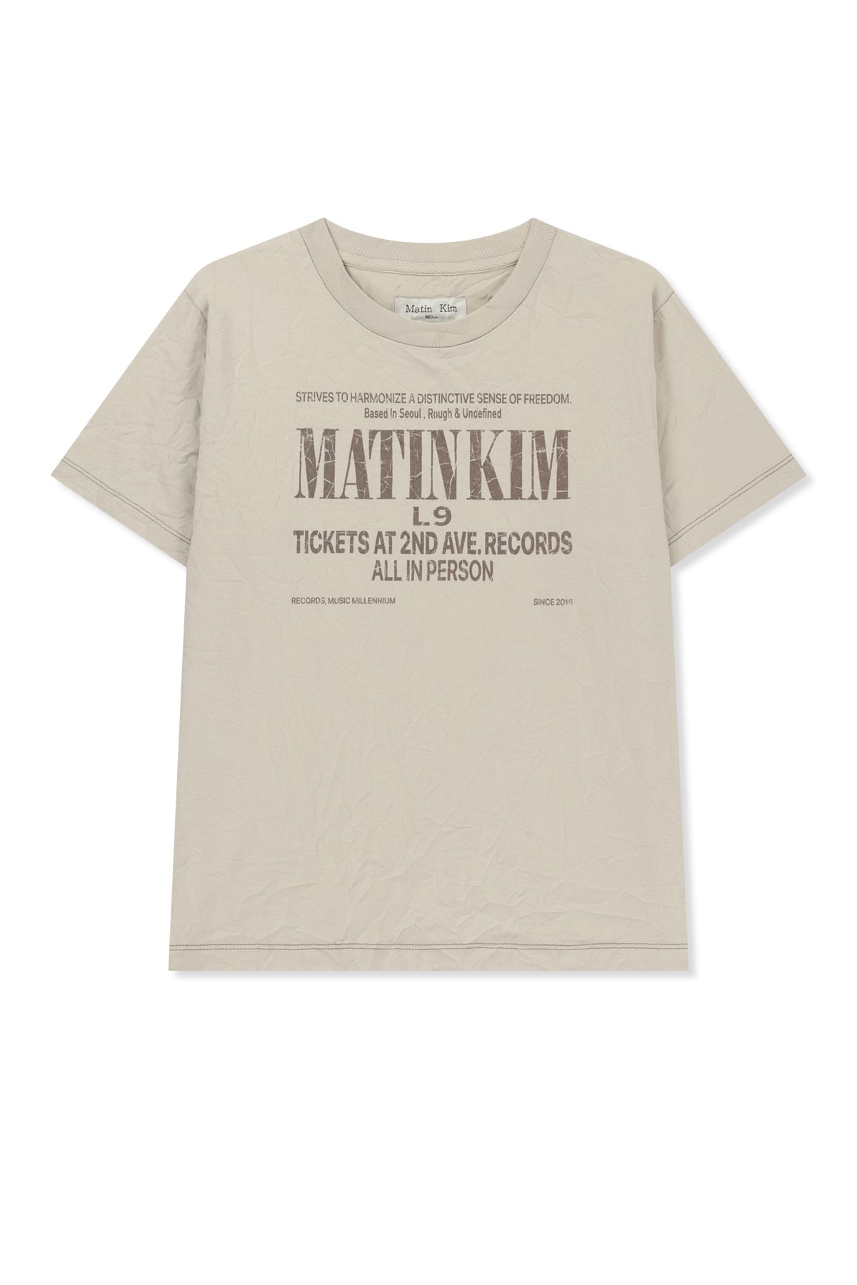 Matin Kim - Lettering Graffiti Crease Top (Beige) product image 1 | TRAB K-Fashion Australia