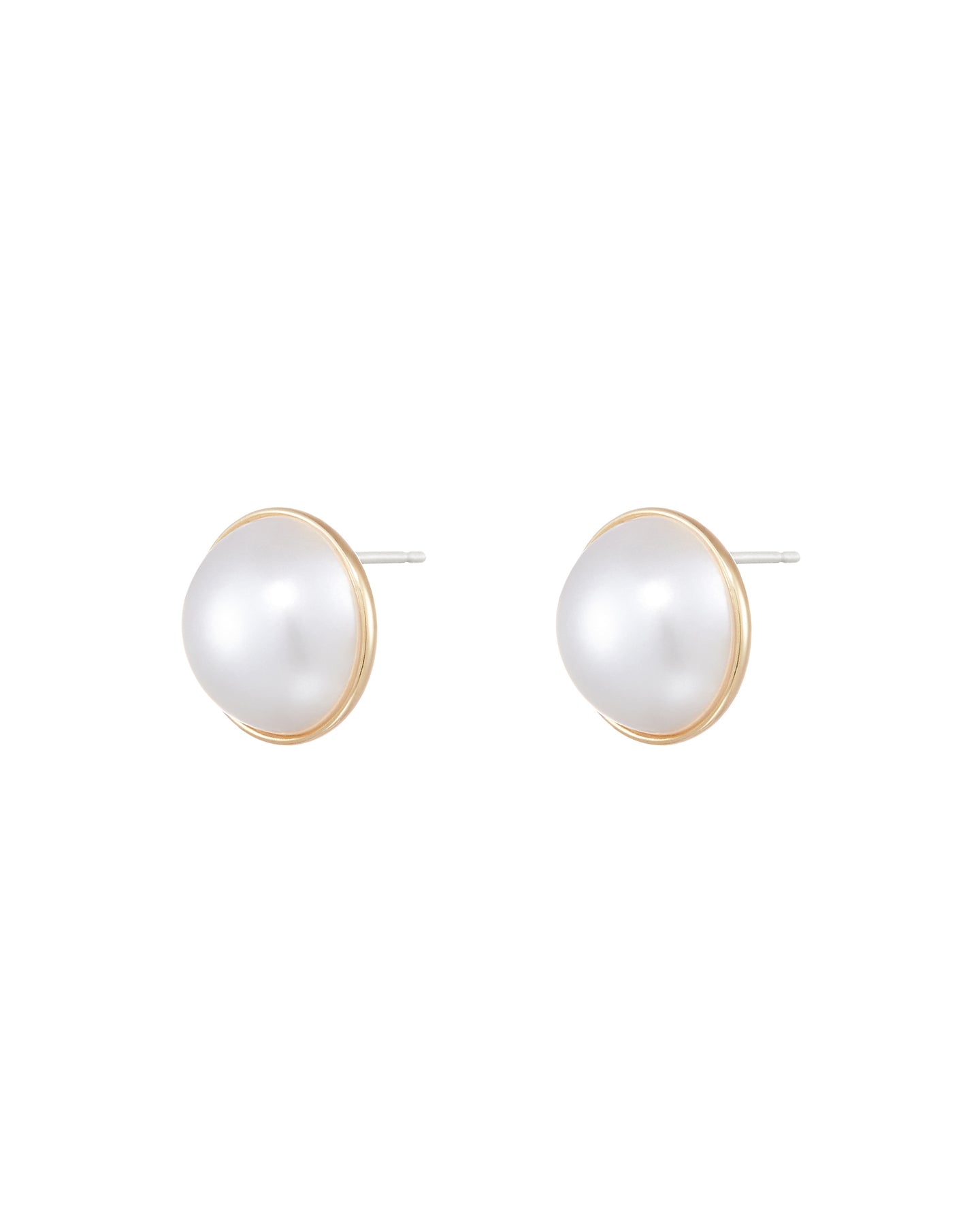 Numbering - Round Bezel Pearl Stud Earrings #9132 product image 1 | TRAB K-Fashion Australia