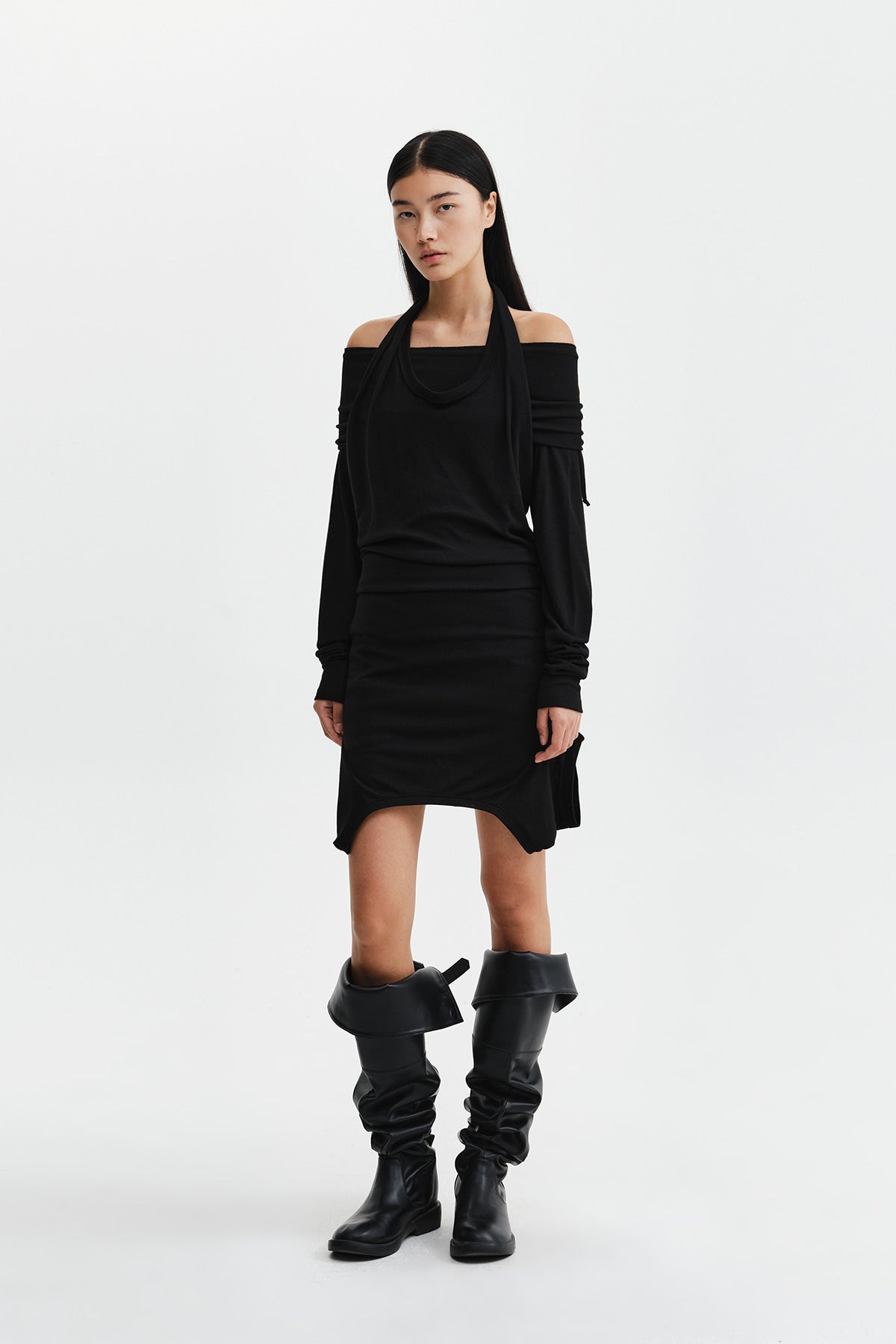 Matin Kim - Two Way Layered Jersey Dress (Black) product image 10 | TRAB K-Fashion Australia