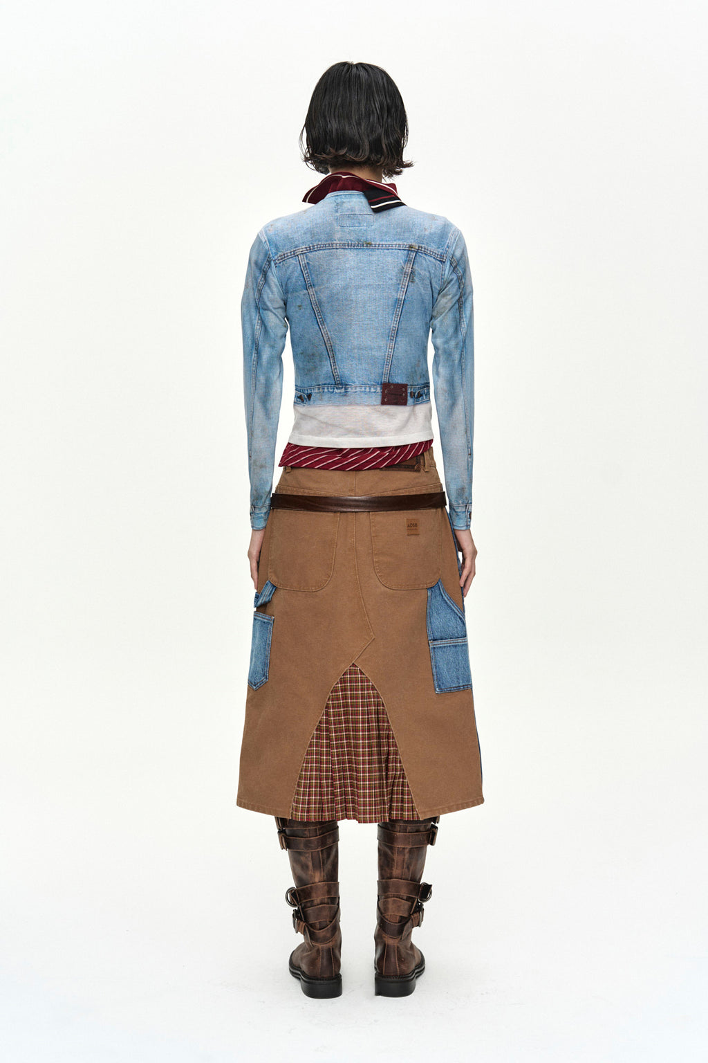 Andersson Bell - Unisex Denim Jacketed Trompe-L’oeil L/s T-Shirt (Blue/White) product image 4 | TRAB K-Fashion Australia