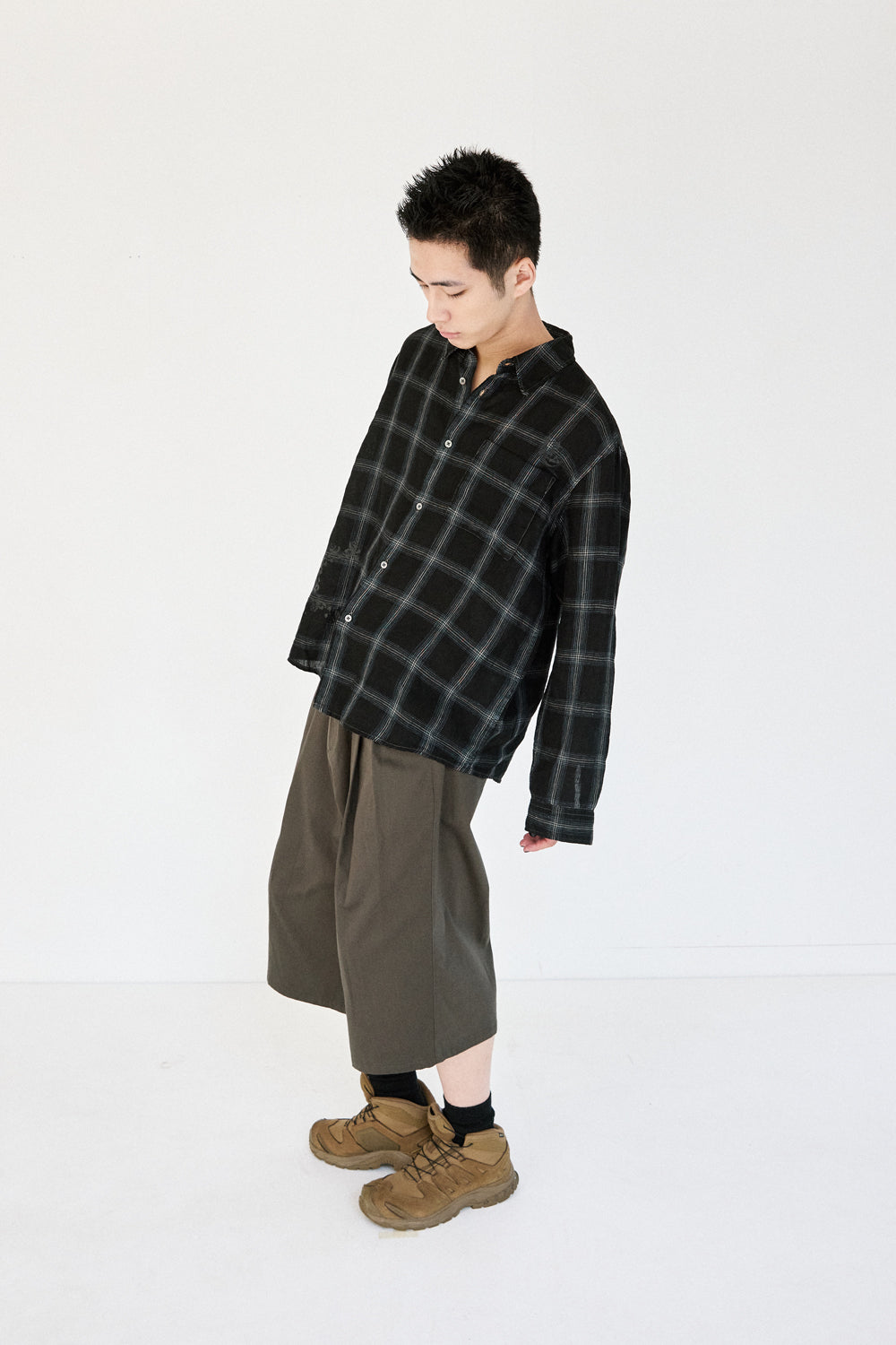 Hatchingroom - Felix Shirt Over Dyed Check Linen (Black) product image 10 | TRAB K-Fashion Australia