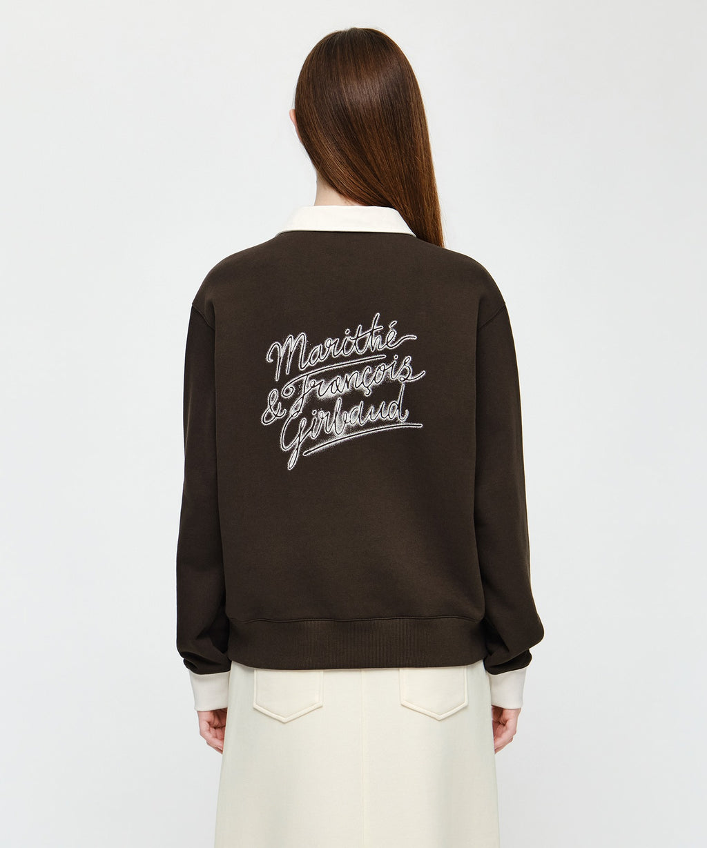 Marithe & Francois Girbaud - Color Block Collar Sweatshirt (Dark Brown) product image 1 | TRAB K-Fashion Australia