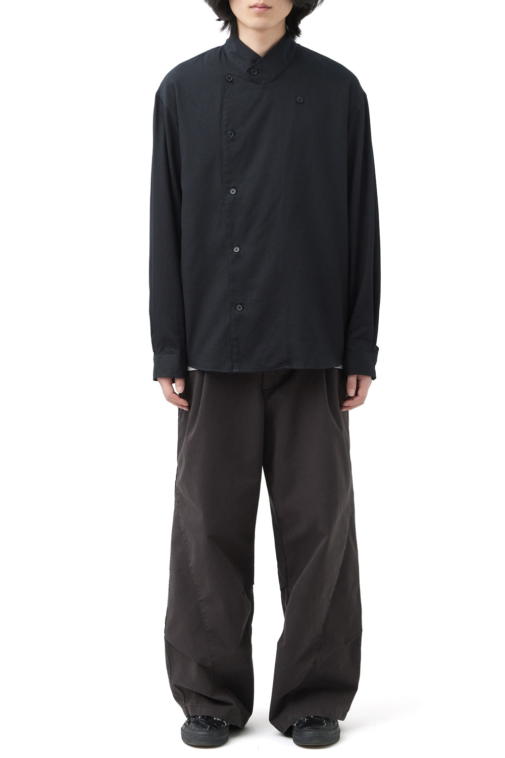 Hatchingroom - Asymmetric Double Shirt Jacquard (Black) product image 5 | TRAB K-Fashion Australia
