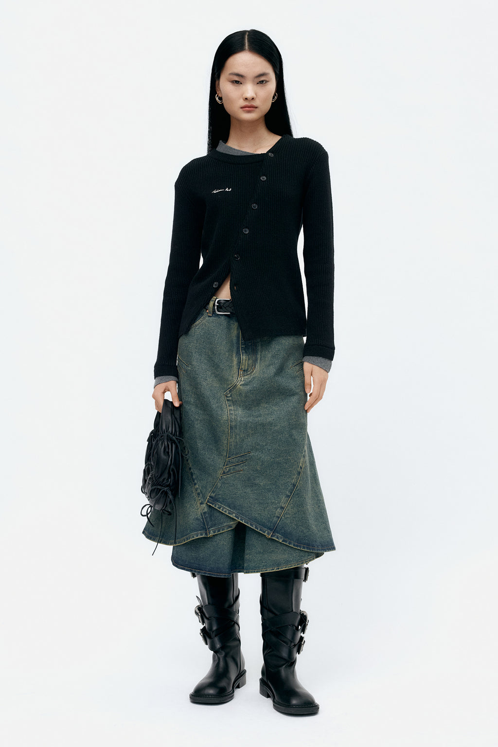 Andersson Bell - Button Slim Knit Cardigan (Black) product image 2 | TRAB K-Fashion Australia