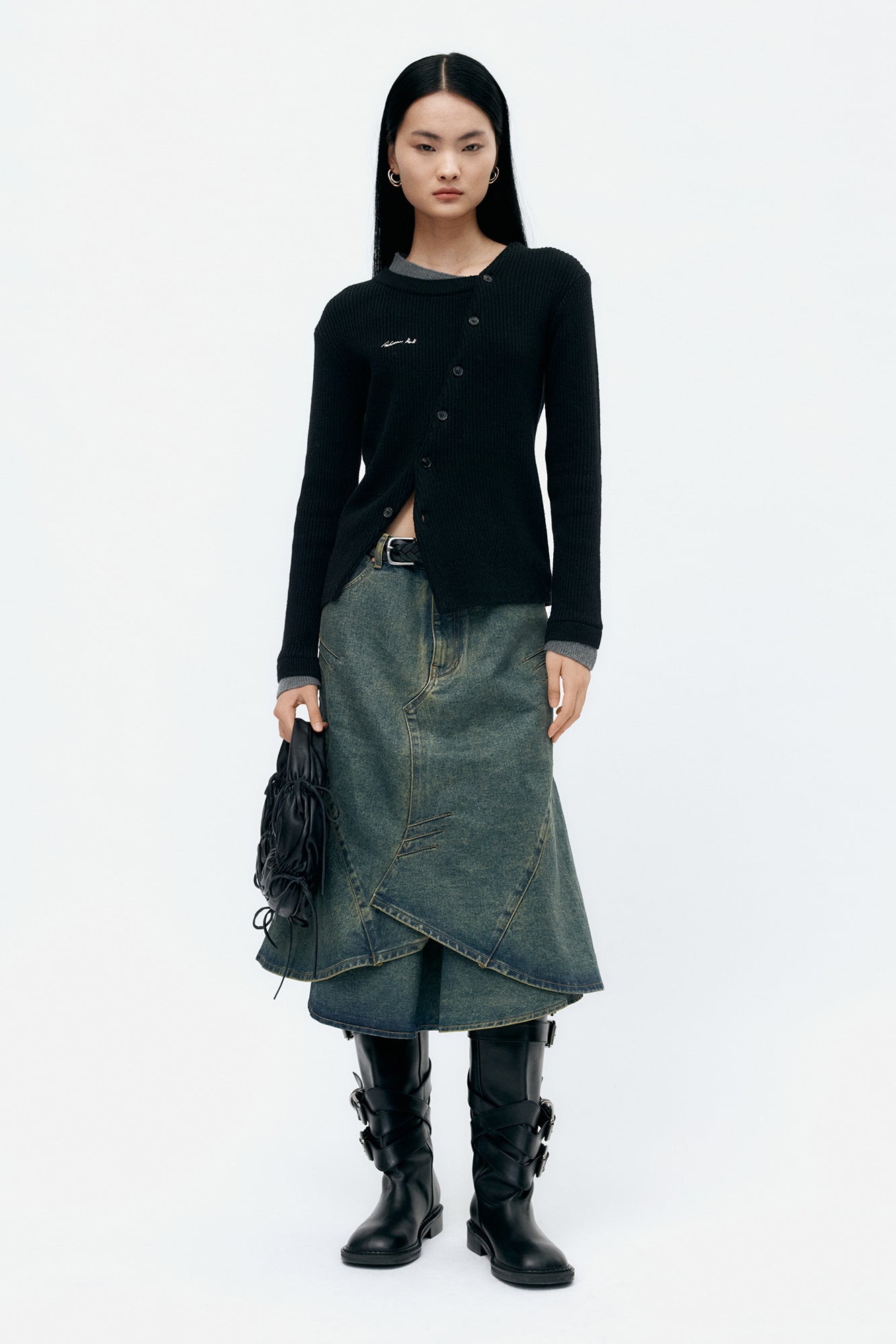 Andersson Bell - Button Slim Knit Cardigan (Black) product image 2 | TRAB K-Fashion Australia