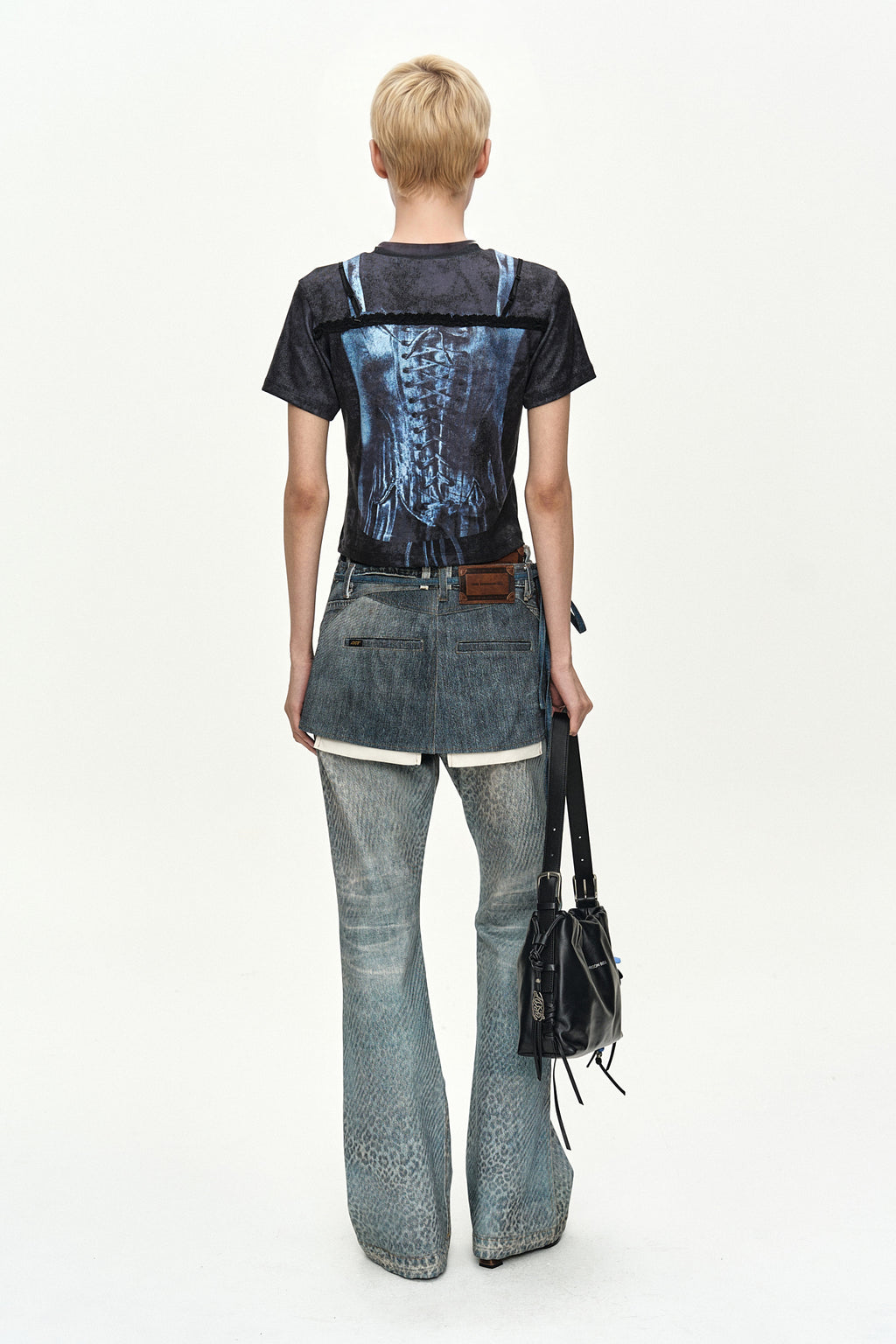 Andersson Bell - [Pre-Order – Ships June 19] Lingerie Trompe-L'oeil Graphic T-Shirt (Charcoal) product image 4 | TRAB K-Fashion Australia