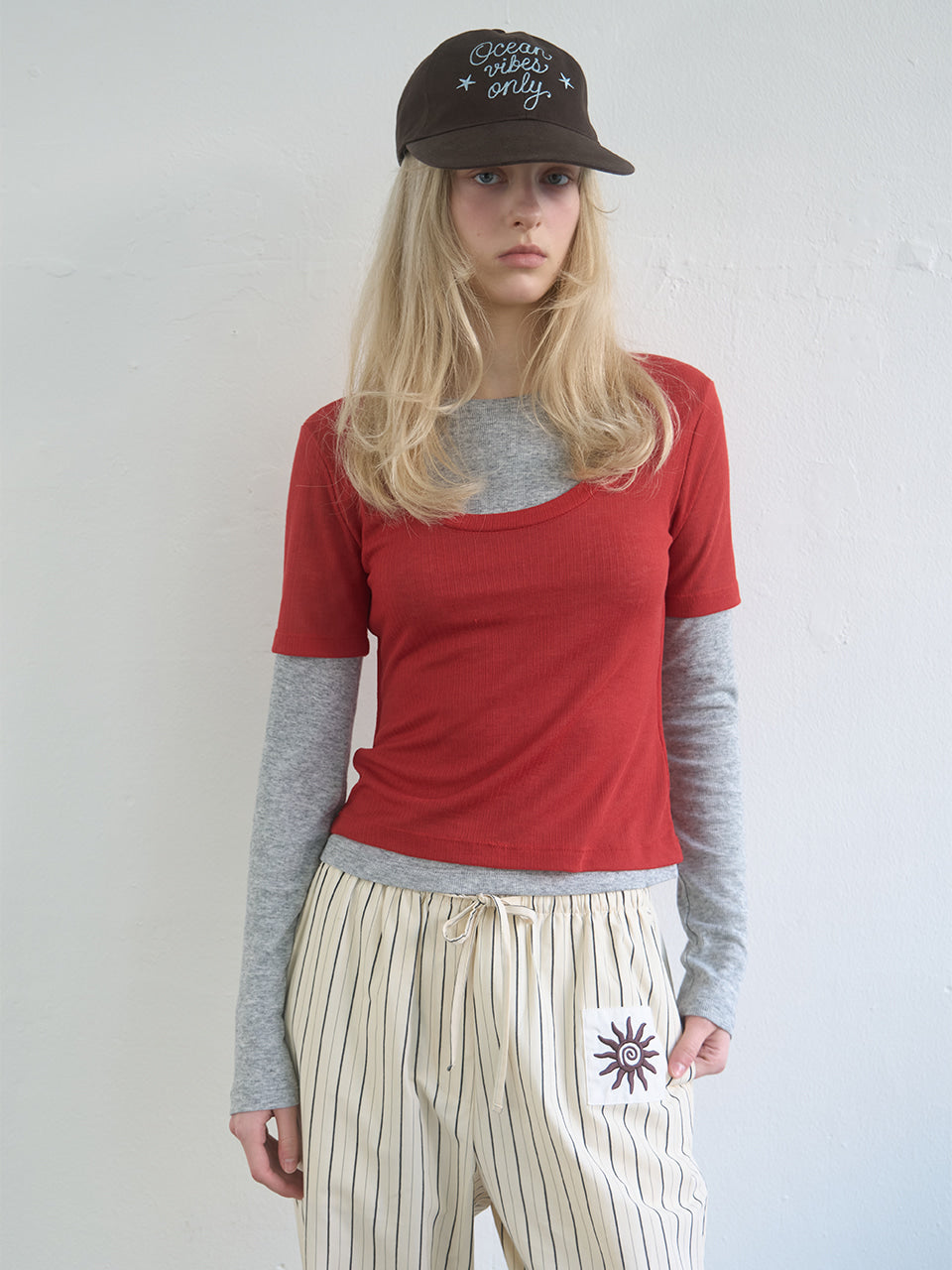Kijun - Layered Jersey Top (Red) product image 2 | TRAB K-Fashion Australia