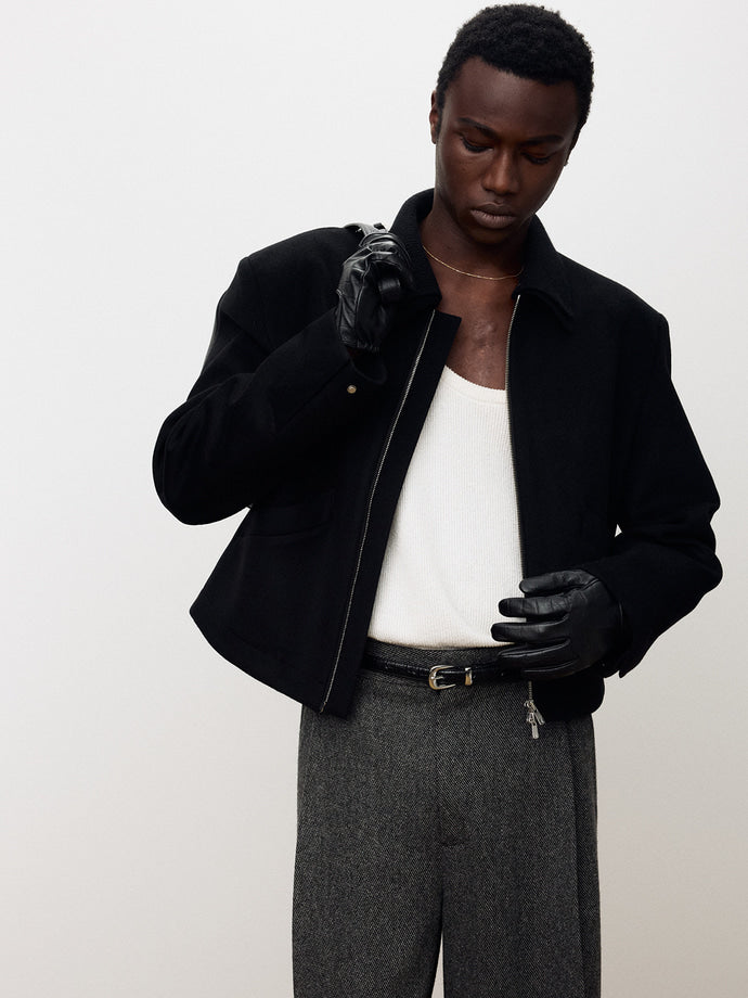 Tonywack - Detachable Knit Collar Cropped Blouson (Black) product image 8 | TRAB K-Fashion Australia