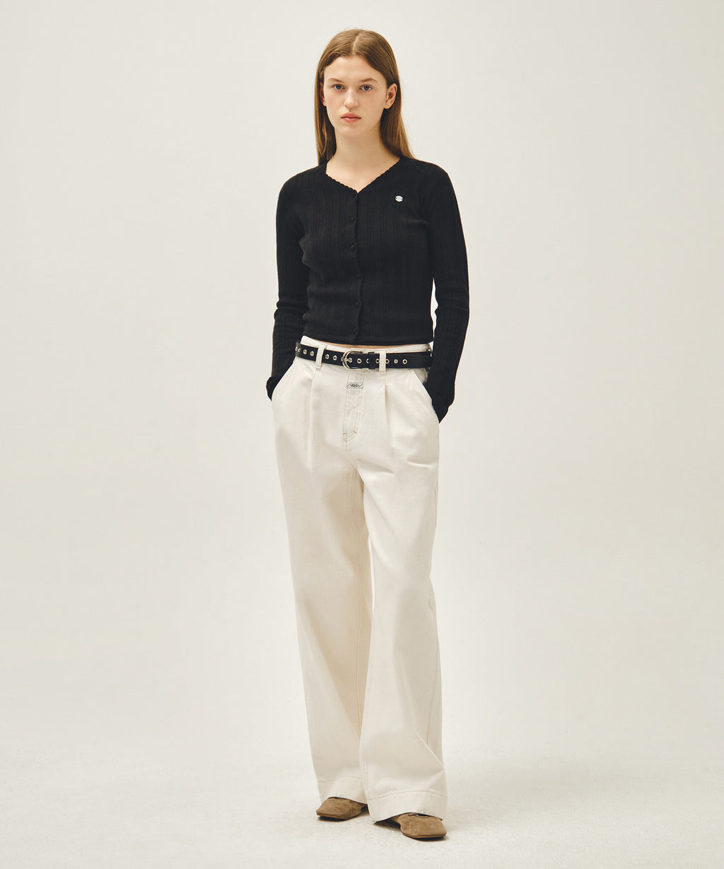 Marithe & Francois Girbaud - V-neck Crochet Knit Cardigan (Black) product image 5 | TRAB K-Fashion Australia