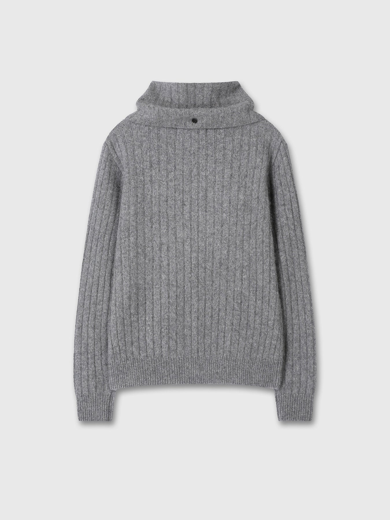 Tonywack - Superfine Merino Wool Tube Scarf Attaced Ribbed Sweater (Melange Grey) product image 12 | TRAB K-Fashion Australia