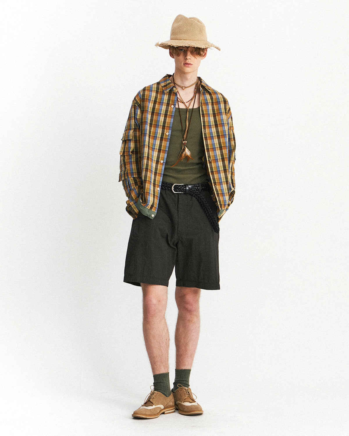 Eastlogue - Magazine Pouch Shirts (Multi Brown Check) product image 1 | TRAB K-Fashion Australia