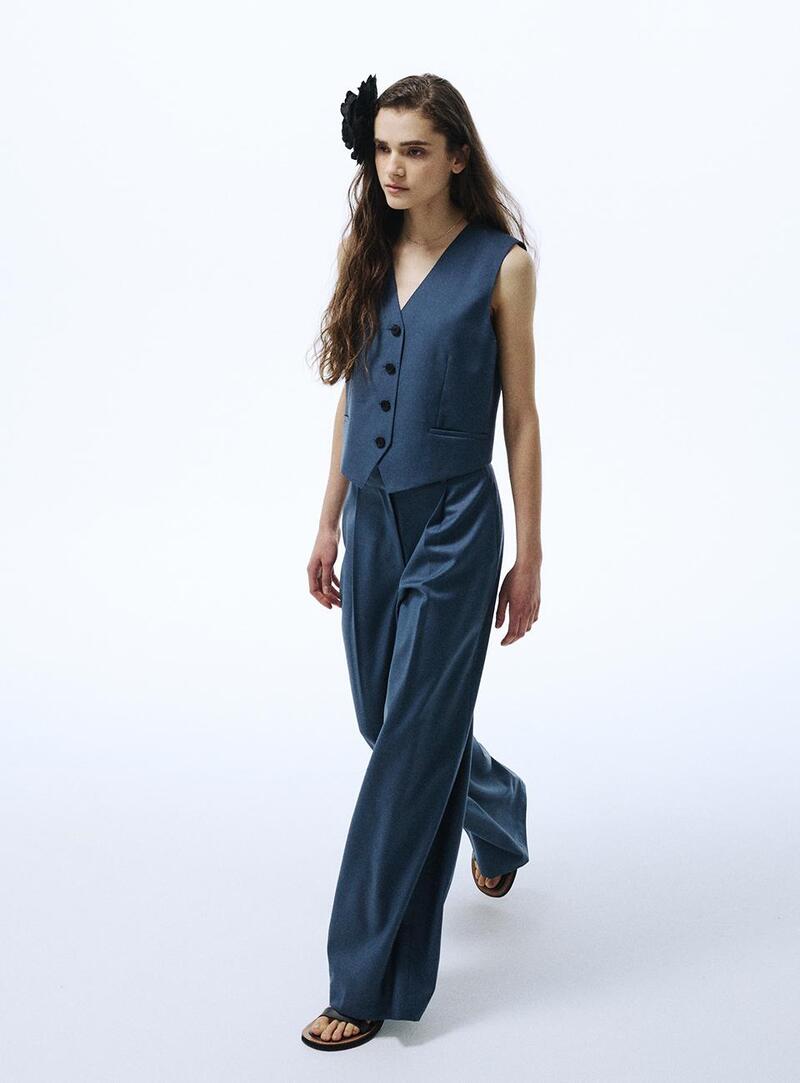 Mardi Mercredi - Summer Wool Classic Wide Pants (Navy) product image 1 | TRAB K-Fashion Australia