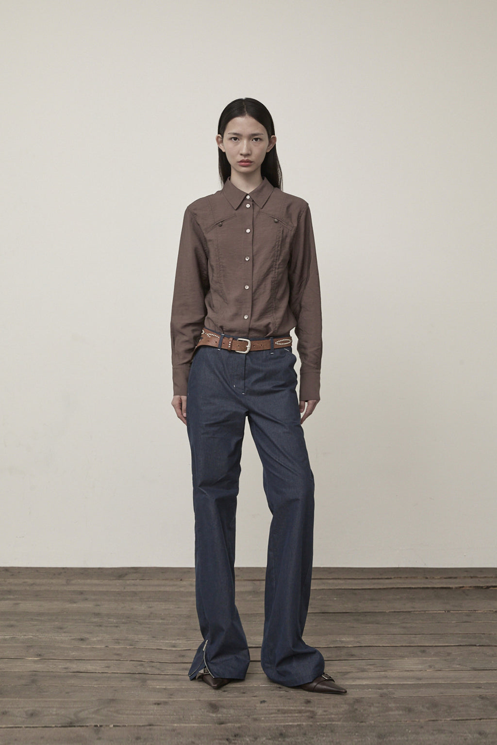 Matin Kim - Pocket Line Point Shirt (Brown) product image 9 | TRAB K-Fashion Australia