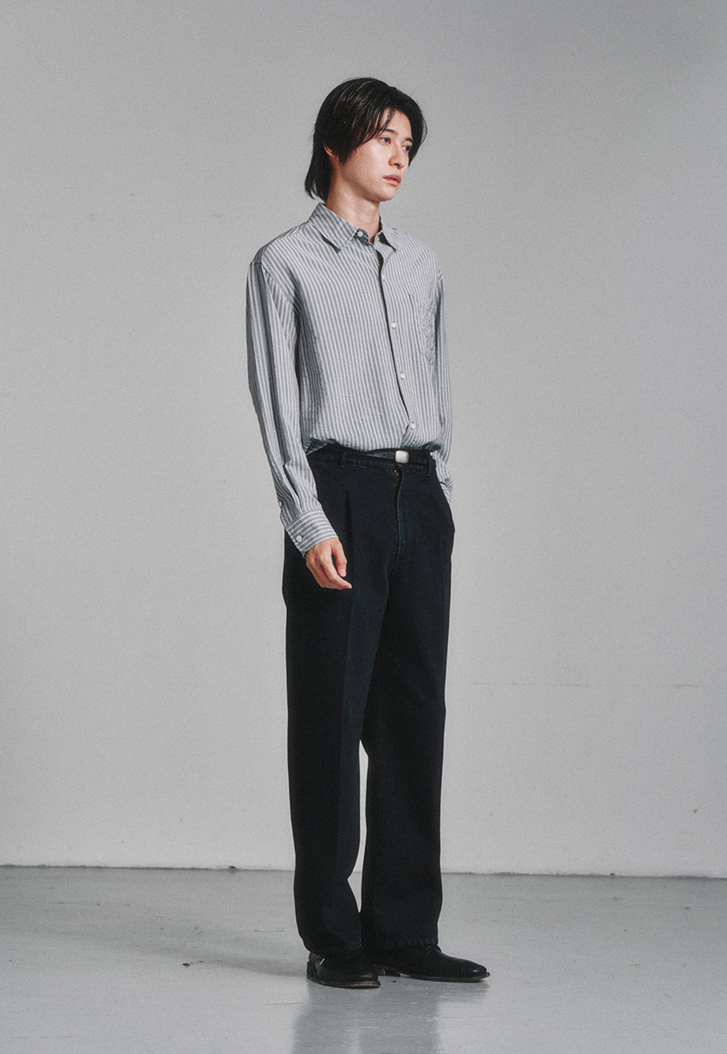 Art if acts - Wrinkle Rayon Shirt (Grey/Liberty Blue) product image 3 | TRAB K-Fashion Australia