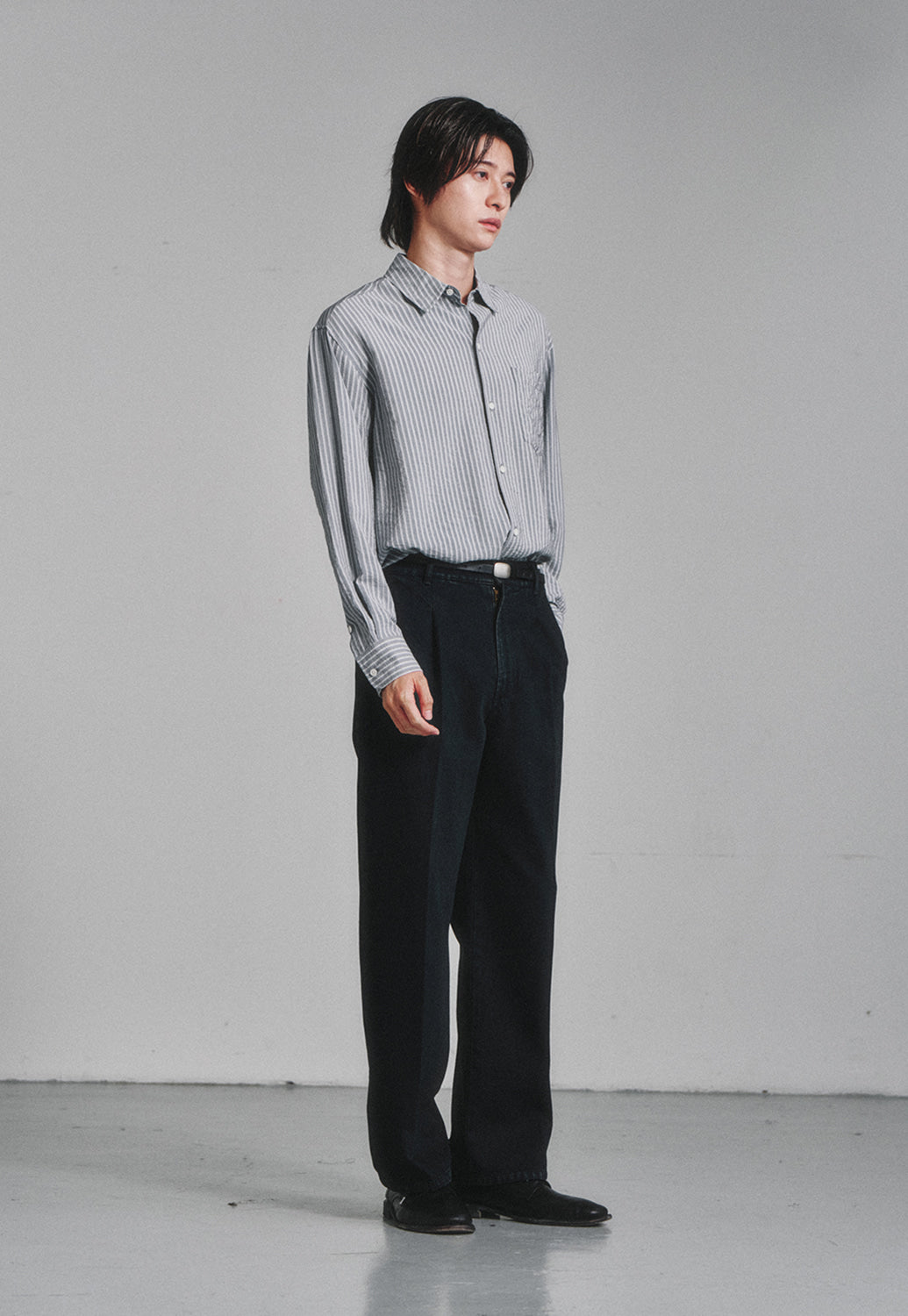 Art if acts - Wrinkle Rayon Shirt (Grey/Liberty Blue) product image 3 | TRAB K-Fashion Australia