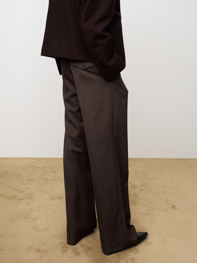 Tonywack - Melange Wool Wide-Leg Pleated Trousers (Hazelnut) product image 7 | TRAB K-Fashion Australia